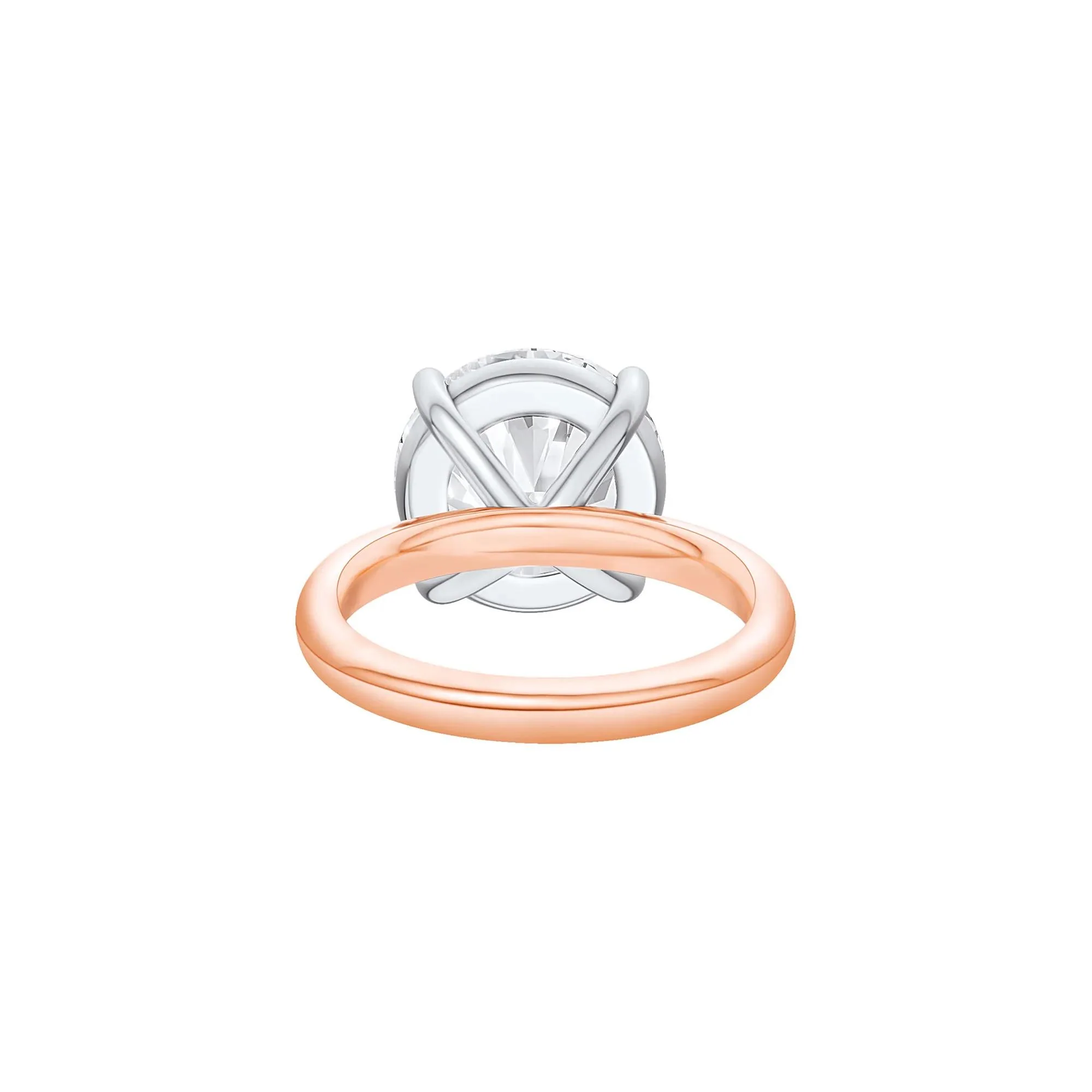 Lab Grown Diamond Round Solitaire Ring 14K Rose & White Gold (8 CT.) Round Brilliant Cut Size 6.5 2mm - Image 4
