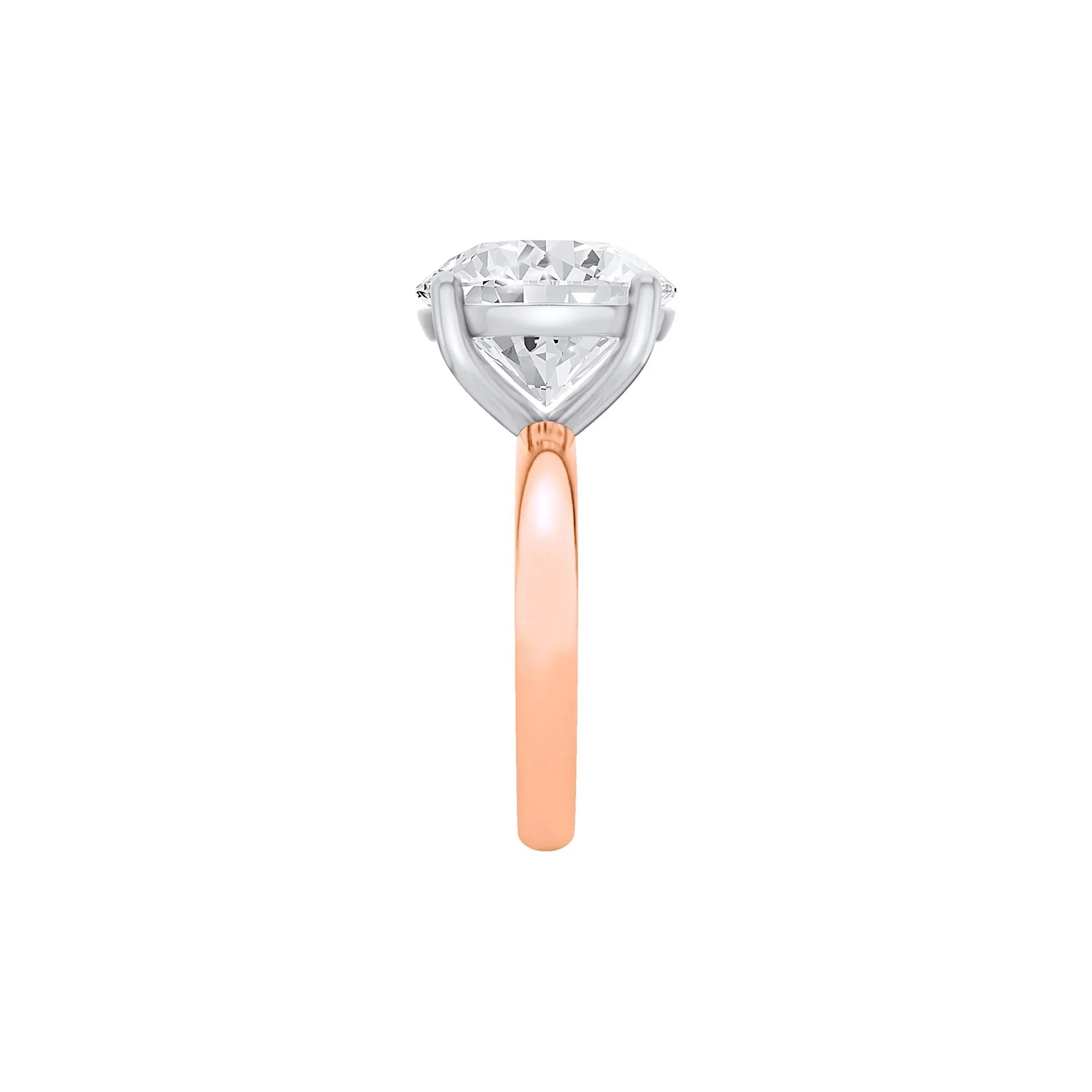 Lab Grown Diamond Round Solitaire Ring 14K Rose & White Gold (8 CT.) Round Brilliant Cut Size 8 2mm - Image 3
