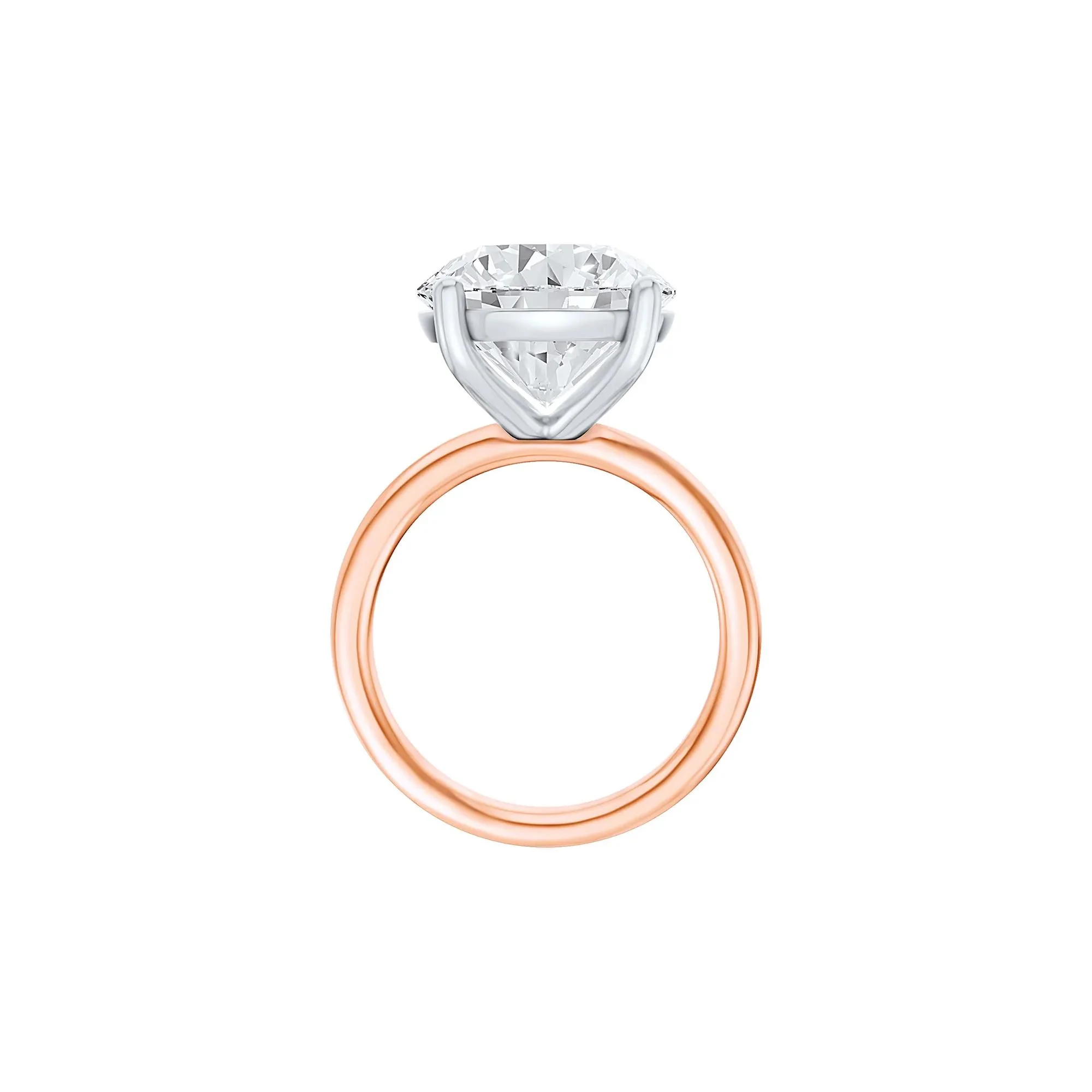 Lab Grown Diamond Round Solitaire Ring 14K Rose & White Gold (8 CT.) Round Brilliant Cut Size 9.5 2mm - Image 2