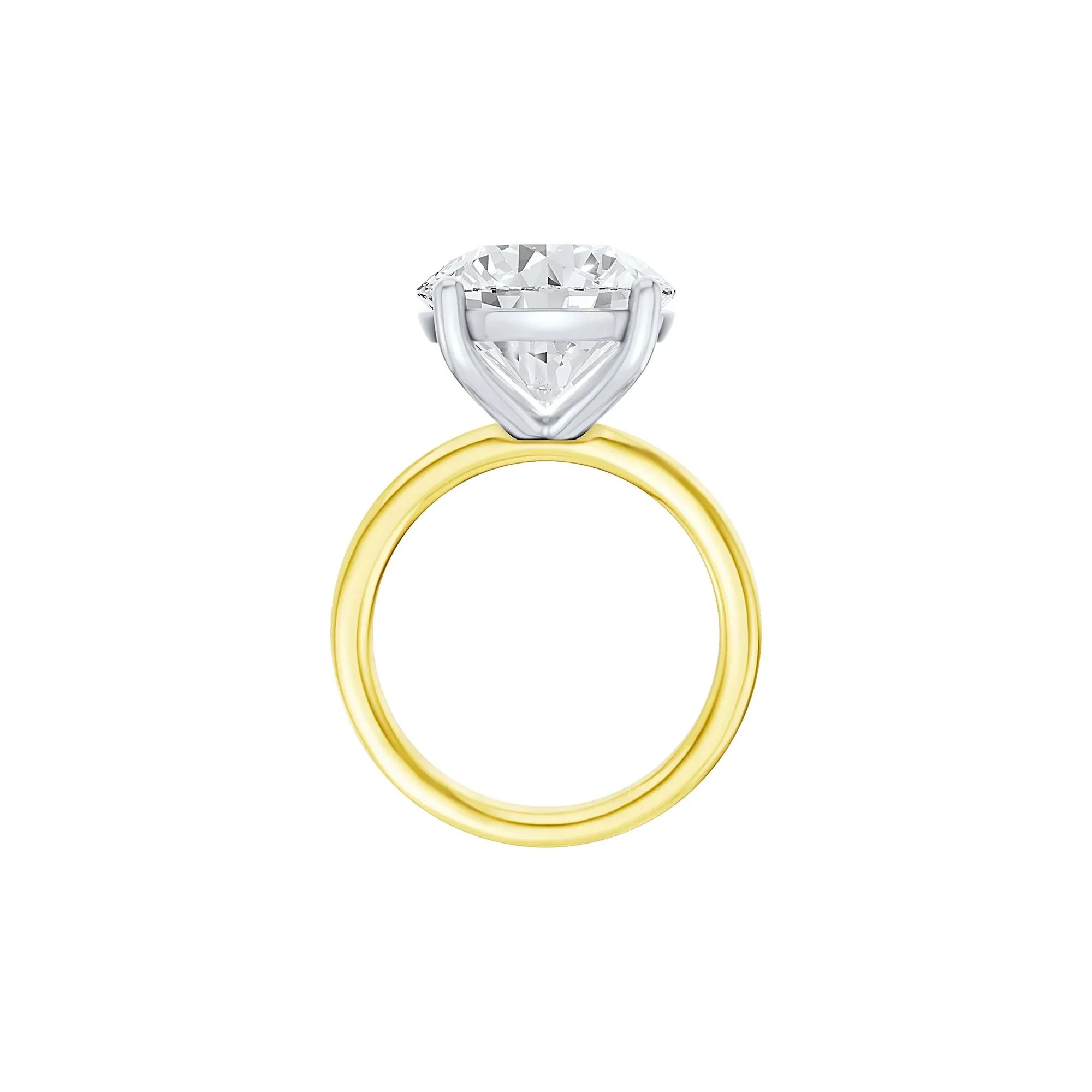 Lab Grown Diamond Round Solitaire Ring 14K Yellow & White Gold (8 CT.) Round Brilliant Cut Size 10.5 2mm - Image 2