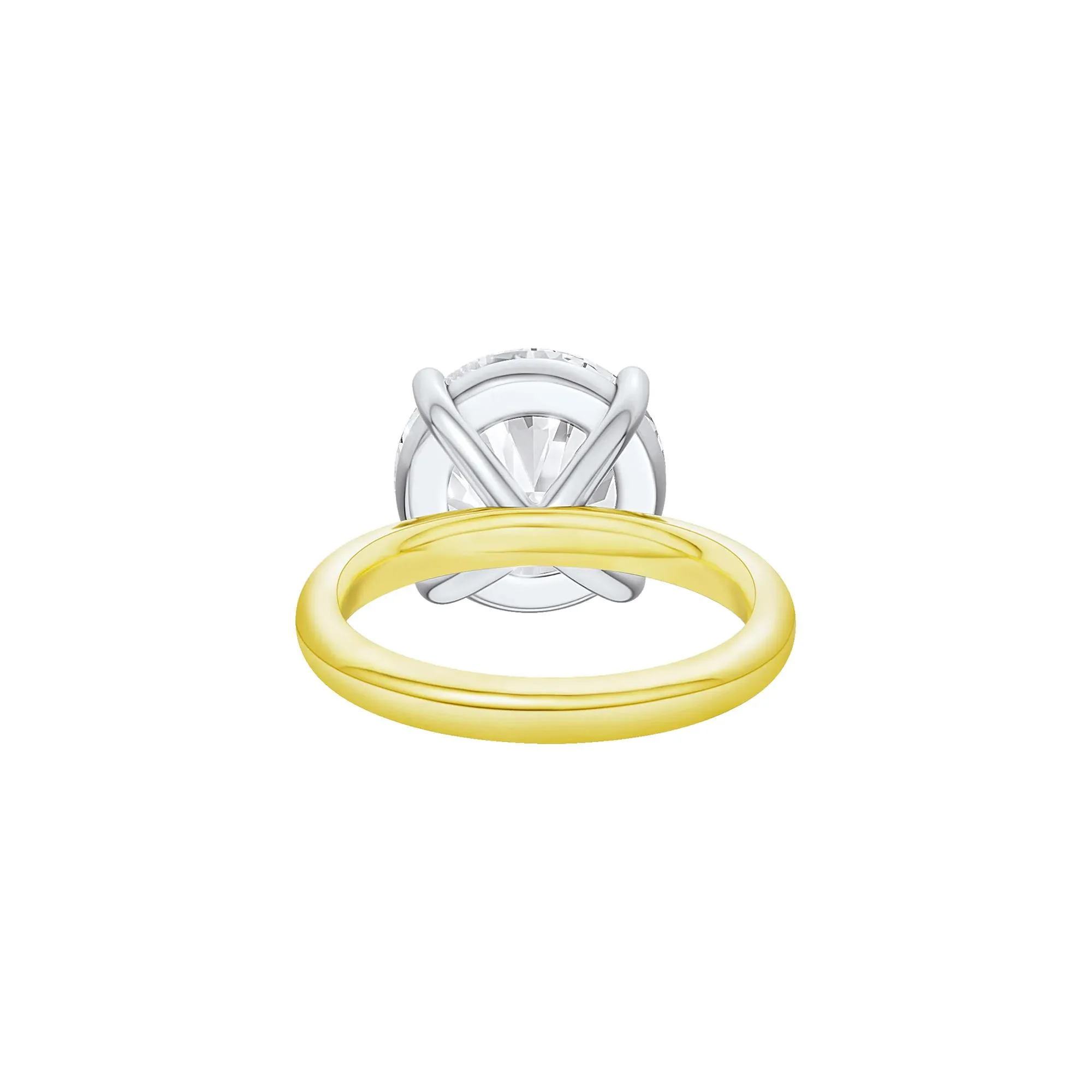 Lab Grown Diamond Round Solitaire Ring 14K Yellow & White Gold (8 CT.) Round Brilliant Cut Size 5.5 2mm - Image 4