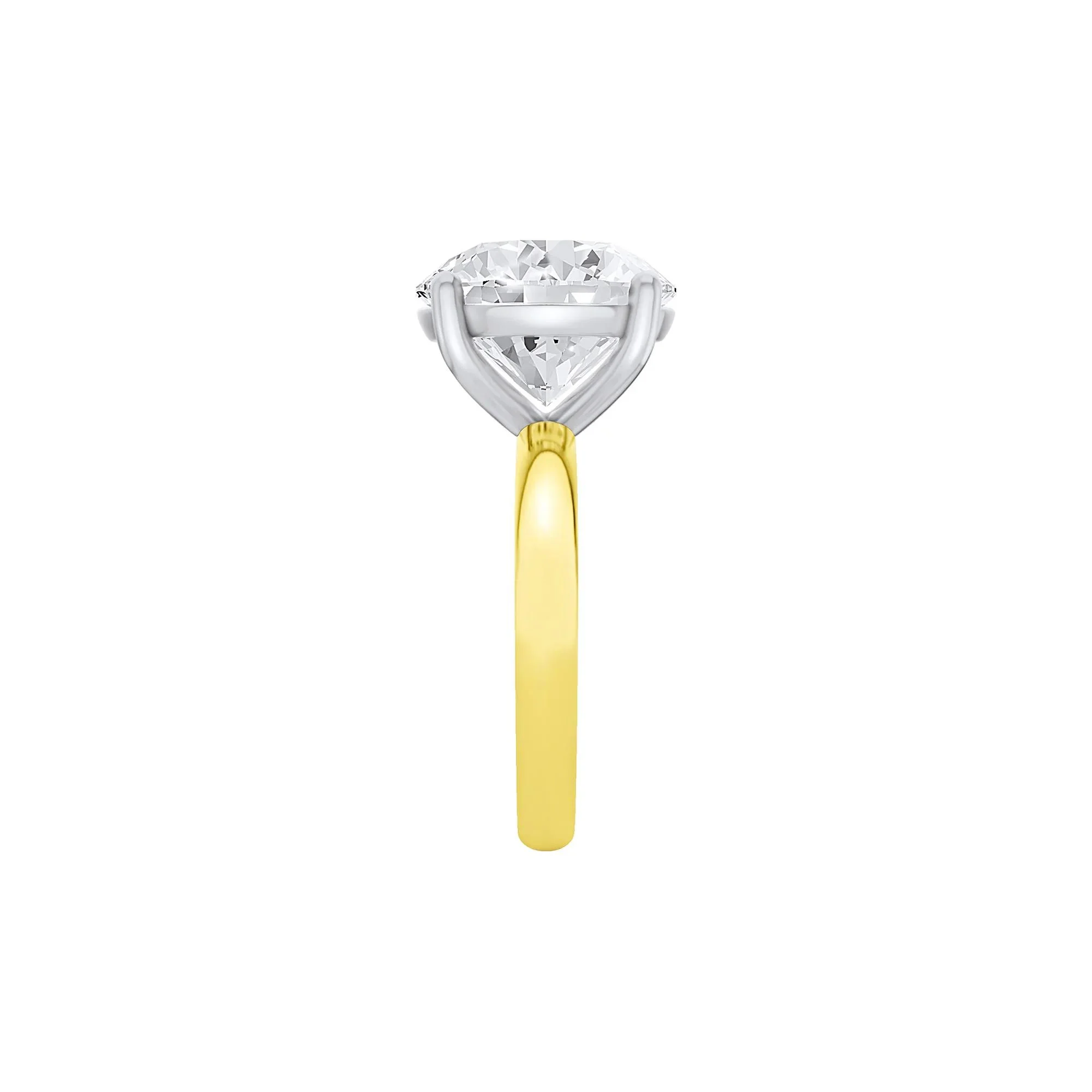 Lab Grown Diamond Round Solitaire Ring 14K Yellow & White Gold (8 CT.) Round Brilliant Cut Size 9.5 2mm - Image 3