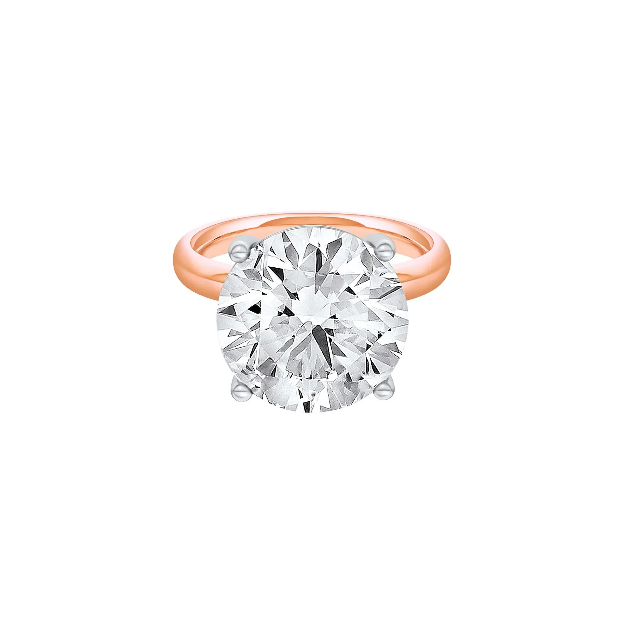 Lab Grown Diamond Round Solitaire Engagement Ring 14K Rose and White Gold (10 CT.) Size 4 2mm