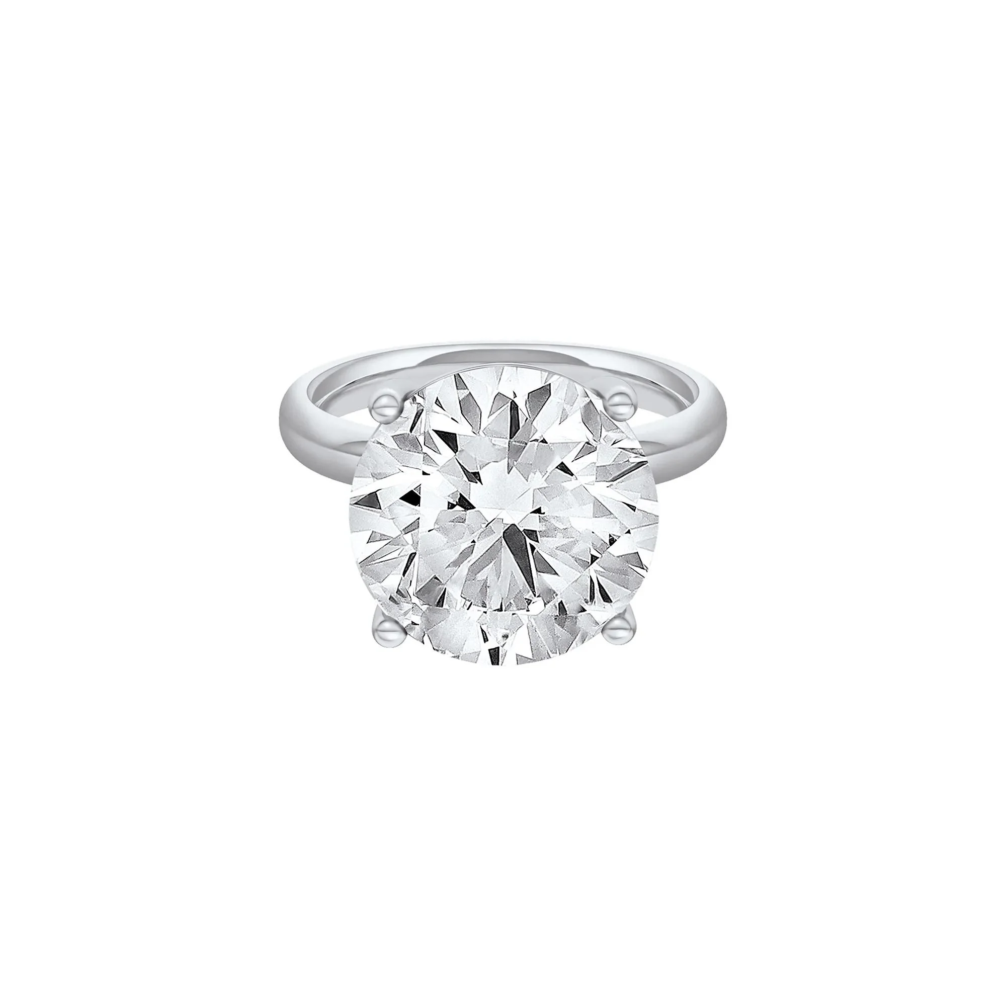 Lab Grown Diamond Round Solitaire Engagement Ring 14K White Gold (10 CT.) Size 4 2mm