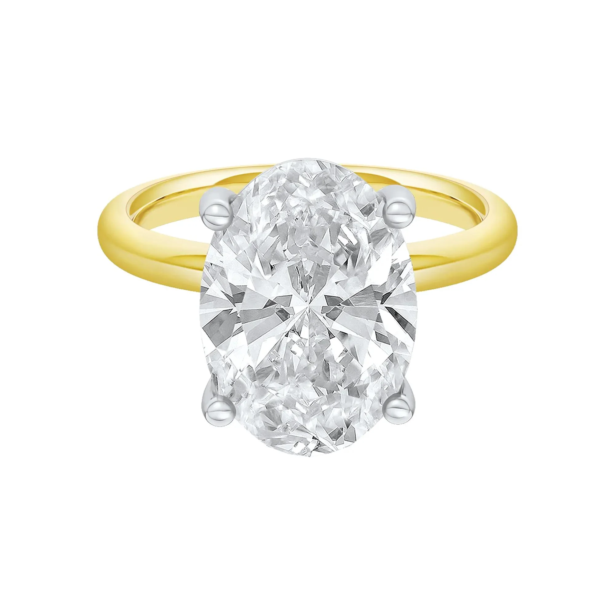 6 CT. Tw. Lab Grown Diamond Oval Solitaire Engagement Ring 14K Yellow & White Gold Size 4.5 2mm