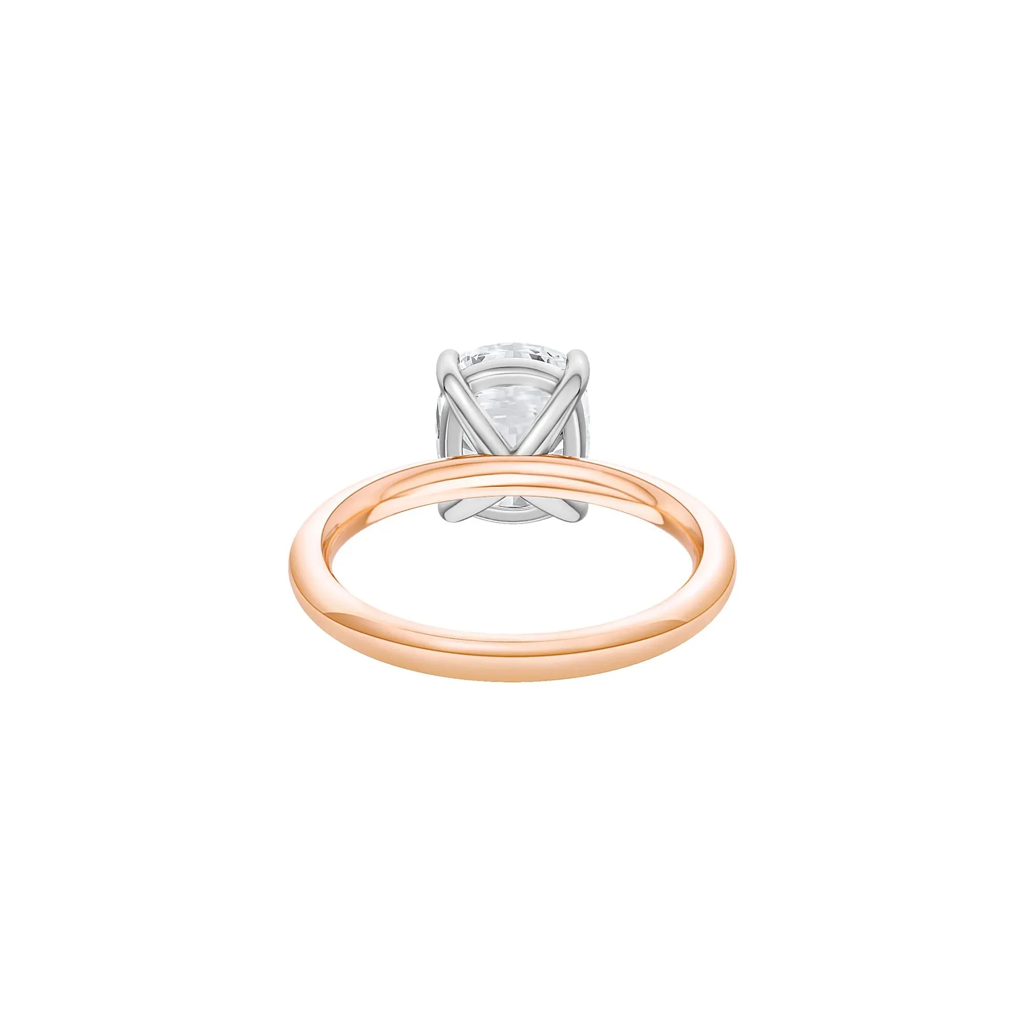 Lab Grown Diamond Elongated Cushion Solitaire Engagement Ring 14K Rose and White Gold (3 CT.) Size 11.5 2mm - Image 4