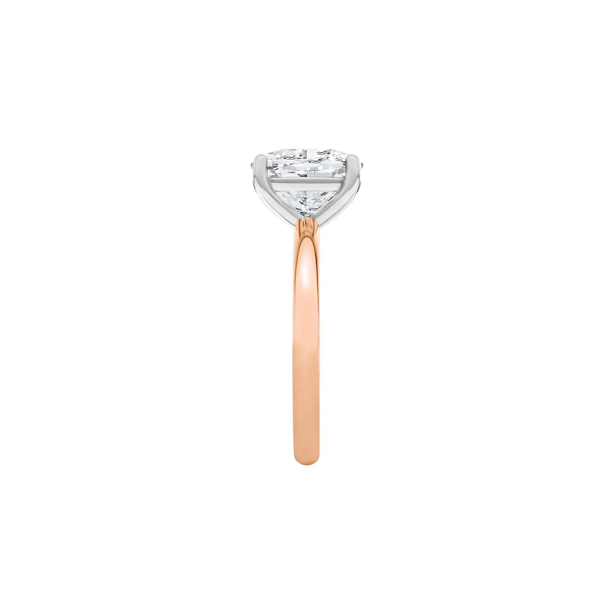 Lab Grown Diamond Elongated Cushion Solitaire Engagement Ring 14K Rose and White Gold (3 CT.) Size 9 2mm - Image 3
