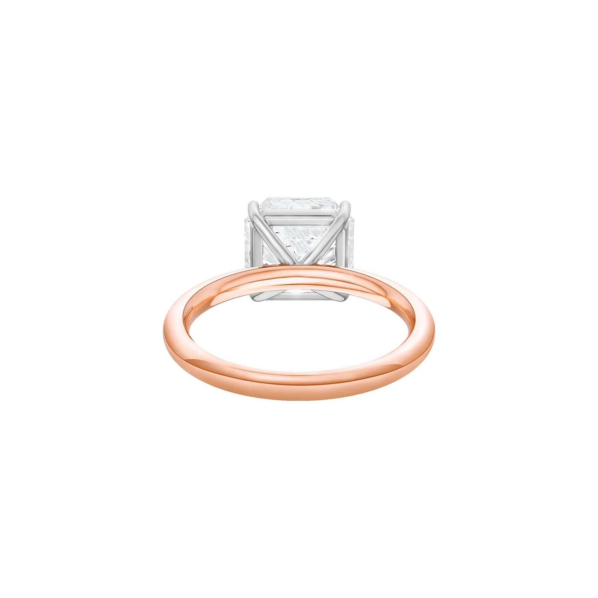 Lab Grown Diamond Square Solitaire Ring 14K Rose & White Gold (3 CT.) Size 7 2mm - Image 4