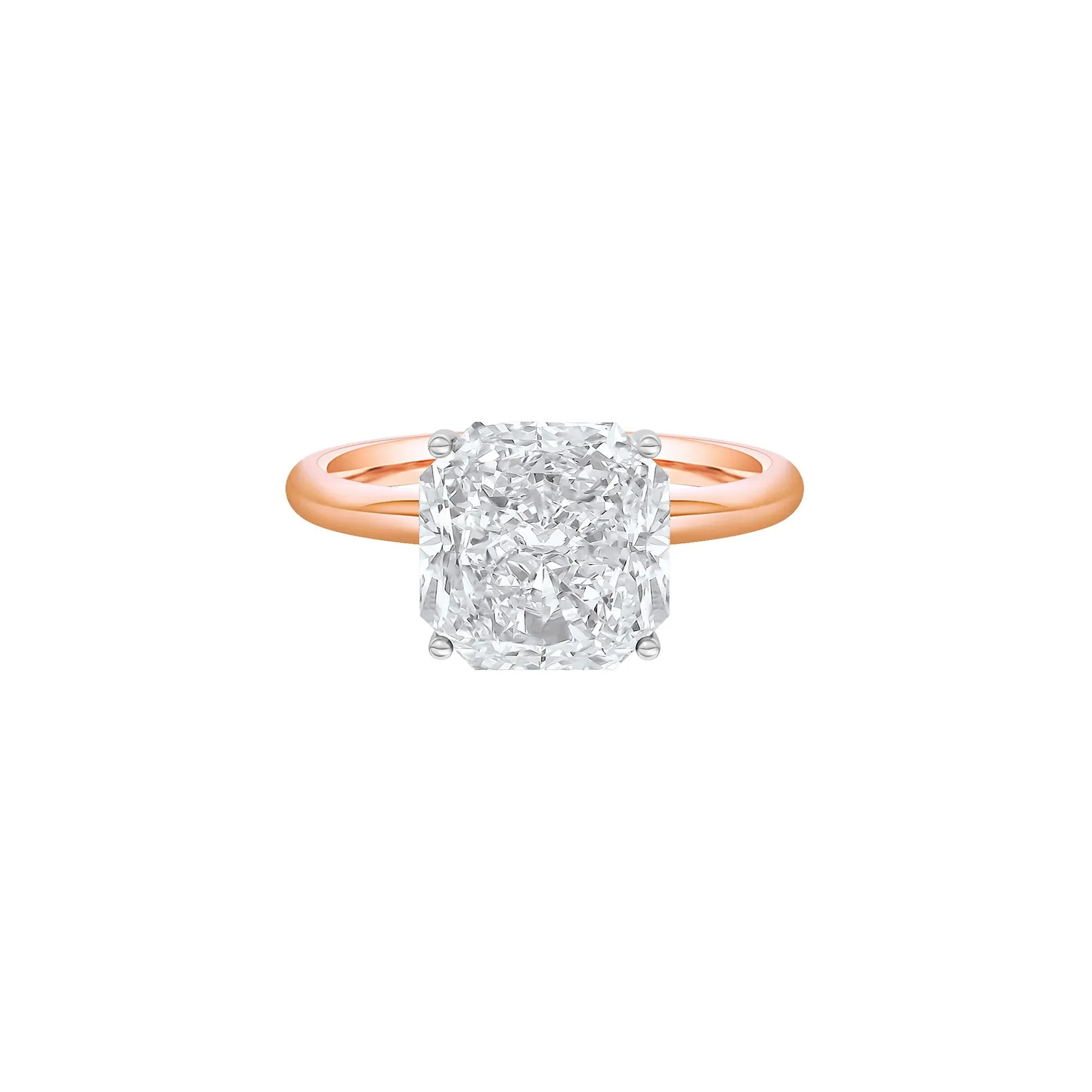 Lab Grown Diamond Square Solitaire Ring 14K Rose & White Gold (3 CT.) Size 7.5 2mm