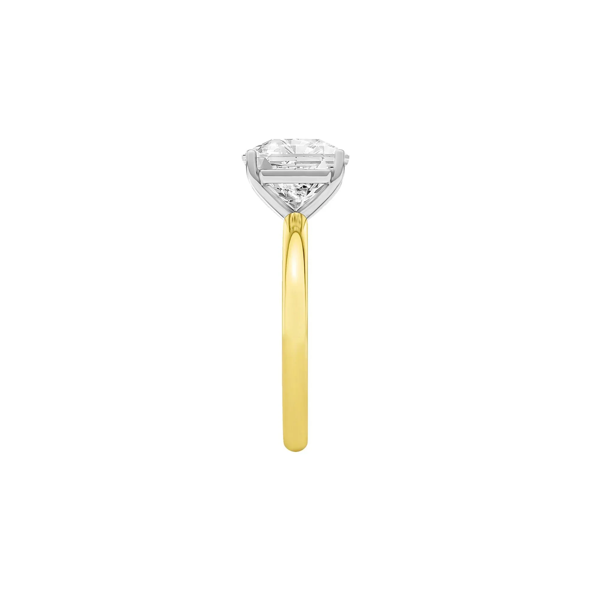 Lab Grown Diamond Square Solitaire Ring 14K Yellow & White Gold (3 CT.) Size 7.5 2mm - Image 3