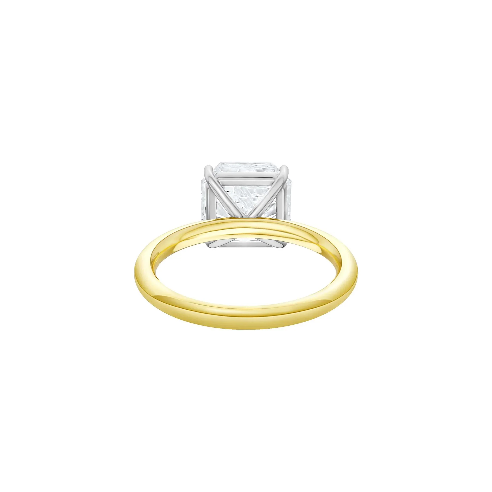 Lab Grown Diamond Square Solitaire Ring 14K Yellow & White Gold (3 CT.) Size 7.5 2mm - Image 4