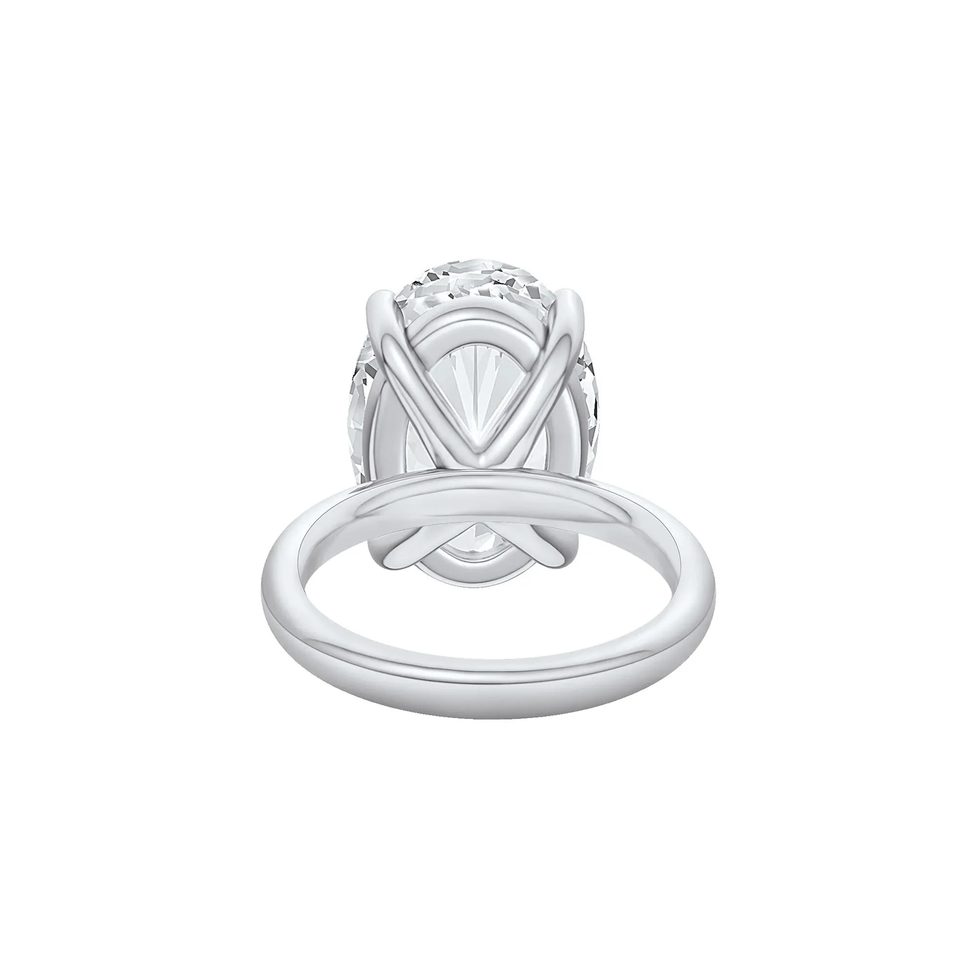Lab Grown Diamond Oval Solitaire Ring 14K White Gold (9 CT.) Size 4.5 2mm - Image 4