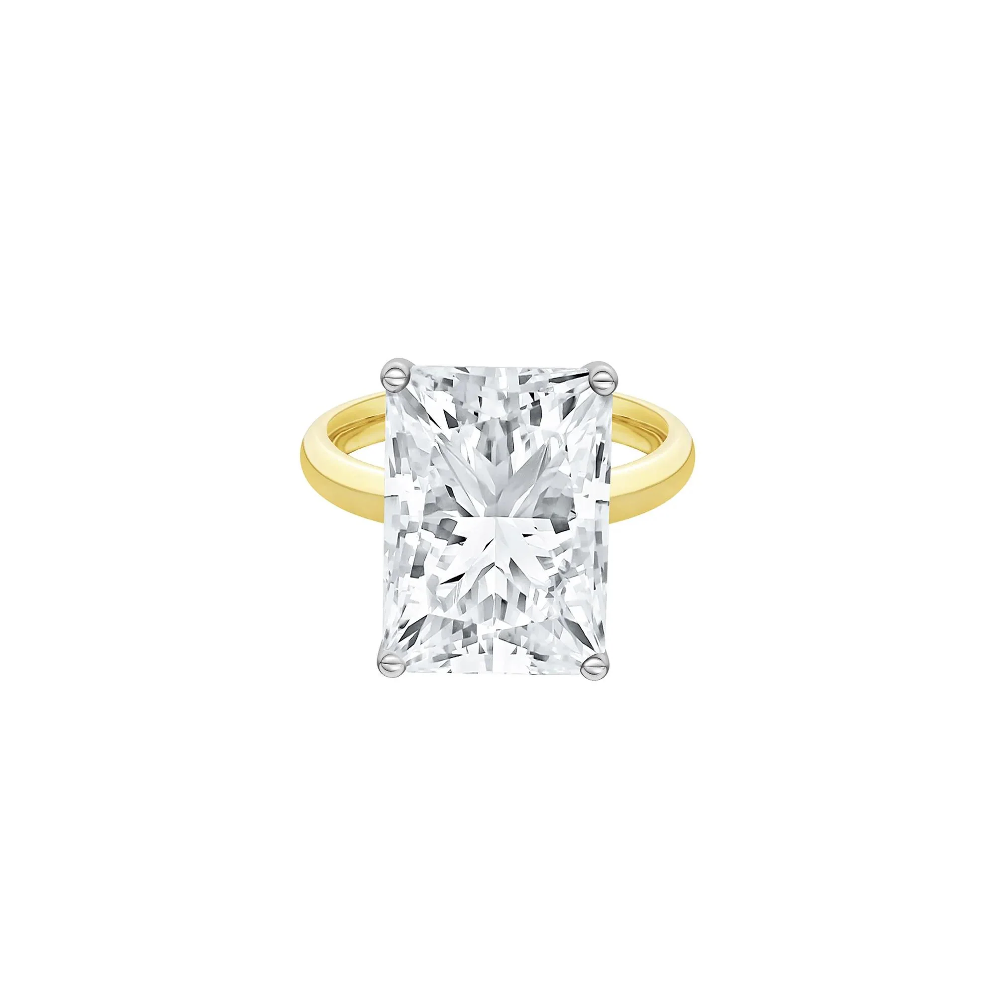 Lab Grown Diamond Radiant-Cut Solitaire Ring 14K Yellow & White Gold (9 CT.) Size 9.5 2mm