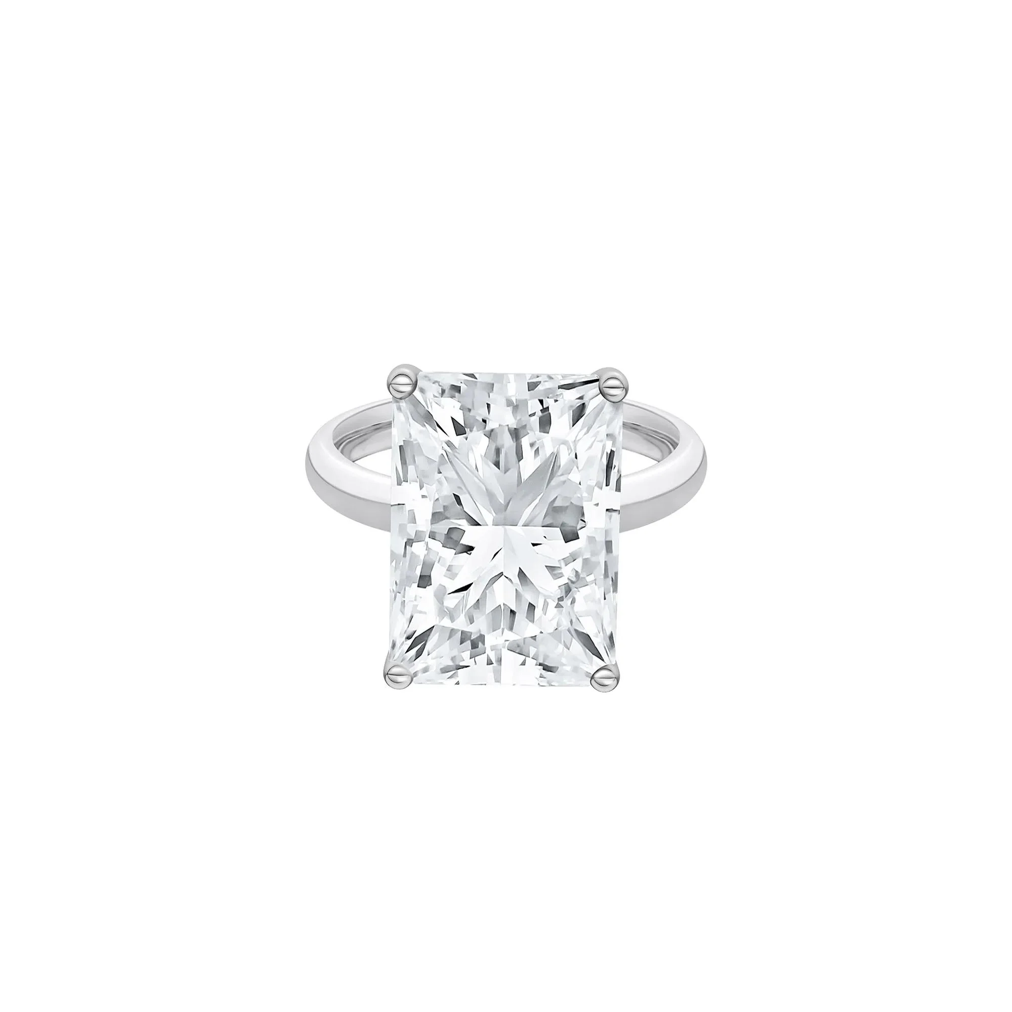 Lab Grown Diamond Radiant-Cut Solitaire Ring Platinum (9 CT.) White Size 10.5 2mm