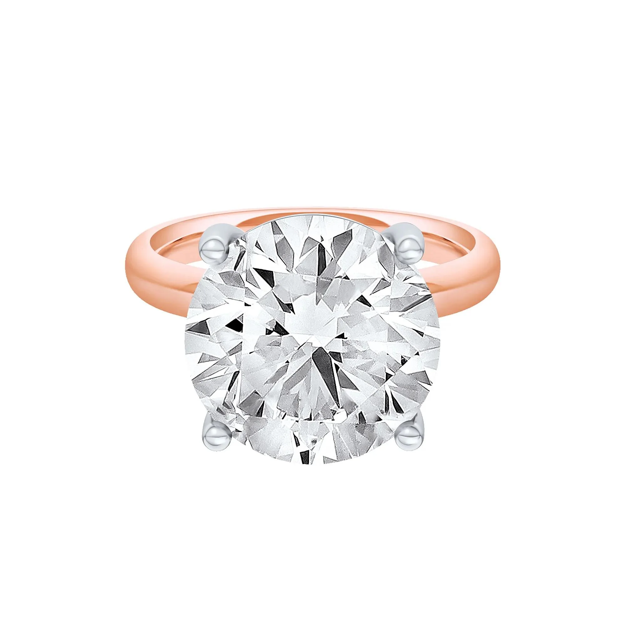 Lab Grown Diamond Round Solitaire Ring 14K Rose & White Gold (9 CT.) Round Brilliant Cut Size 11 2mm
