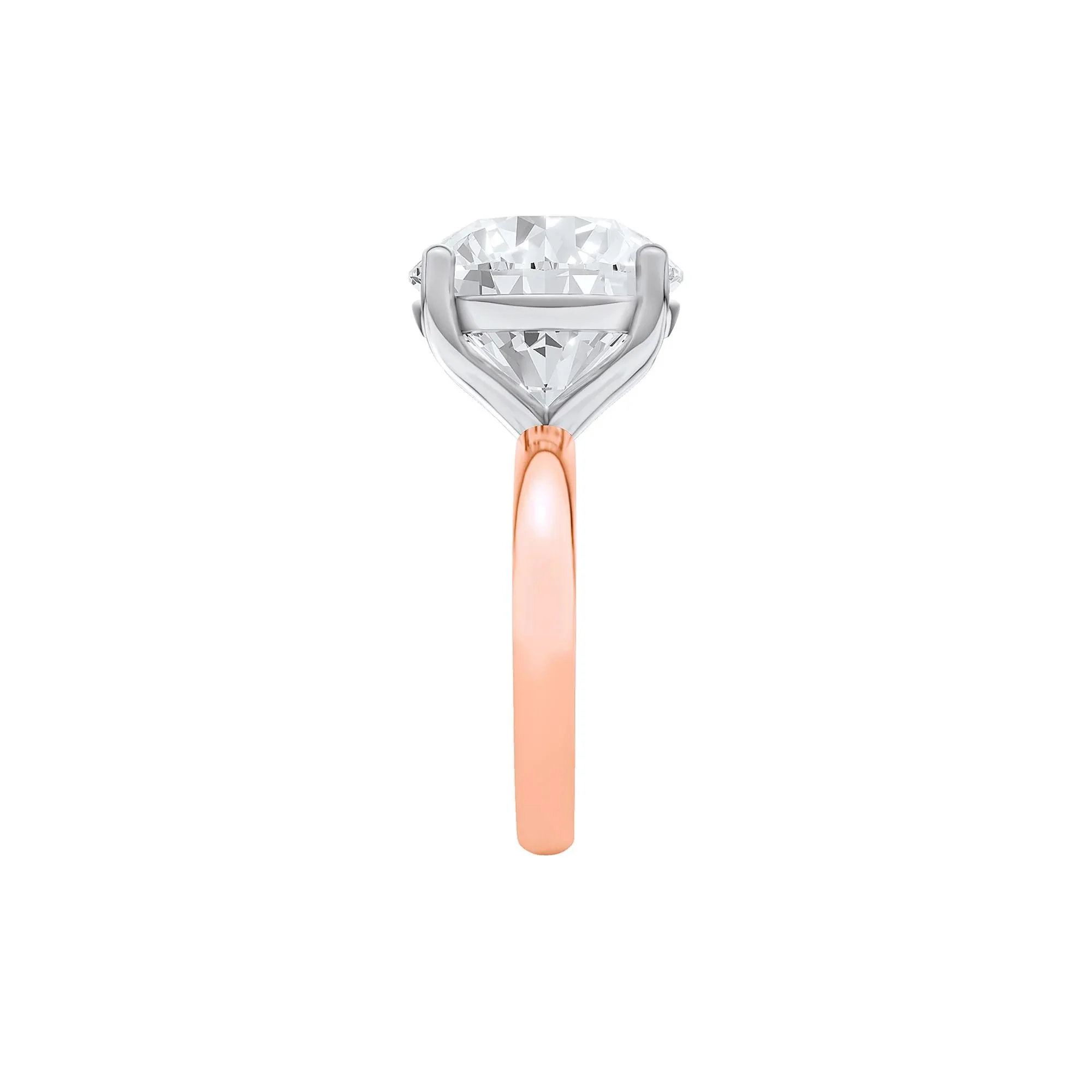 Lab Grown Diamond Round Solitaire Ring 14K Rose & White Gold (9 CT.) Round Brilliant Cut Size 12 2mm - Image 3