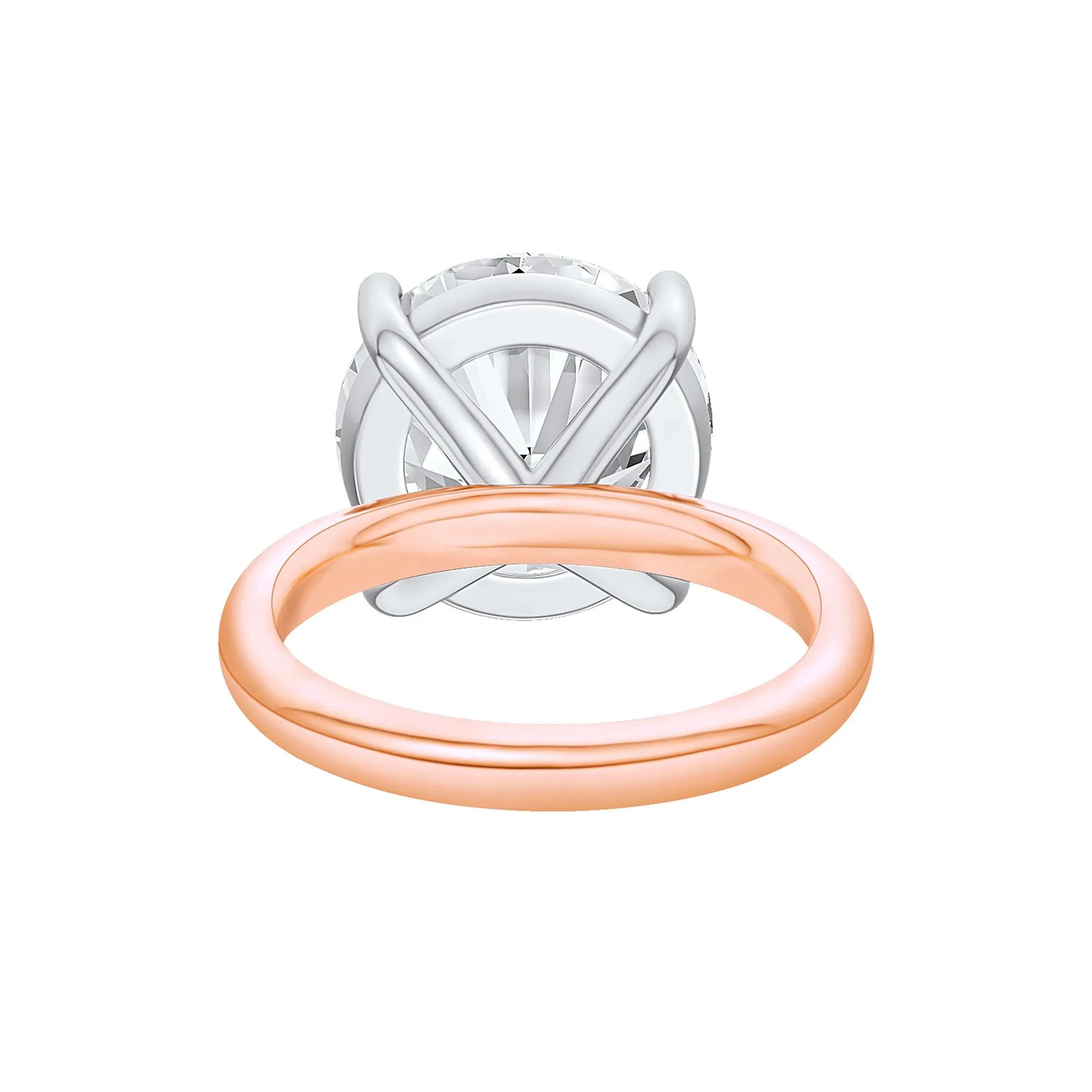 Lab Grown Diamond Round Solitaire Ring 14K Rose & White Gold (9 CT.) Round Brilliant Cut Size 4.5 2mm - Image 4
