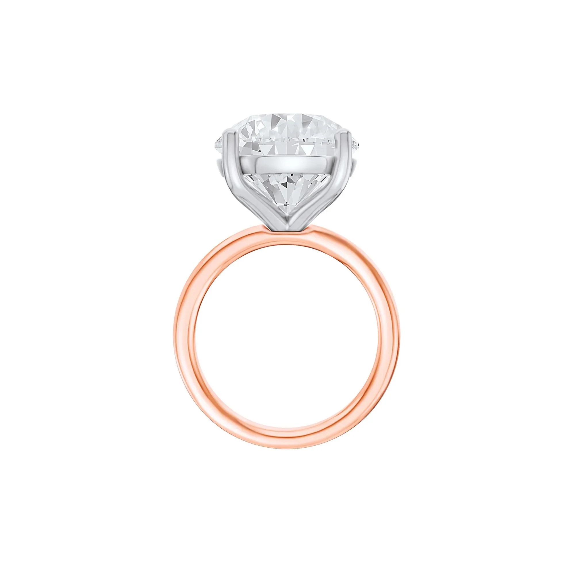 Lab Grown Diamond Round Solitaire Ring 14K Rose & White Gold (9 CT.) Round Brilliant Cut Size 7.5 2mm - Image 2