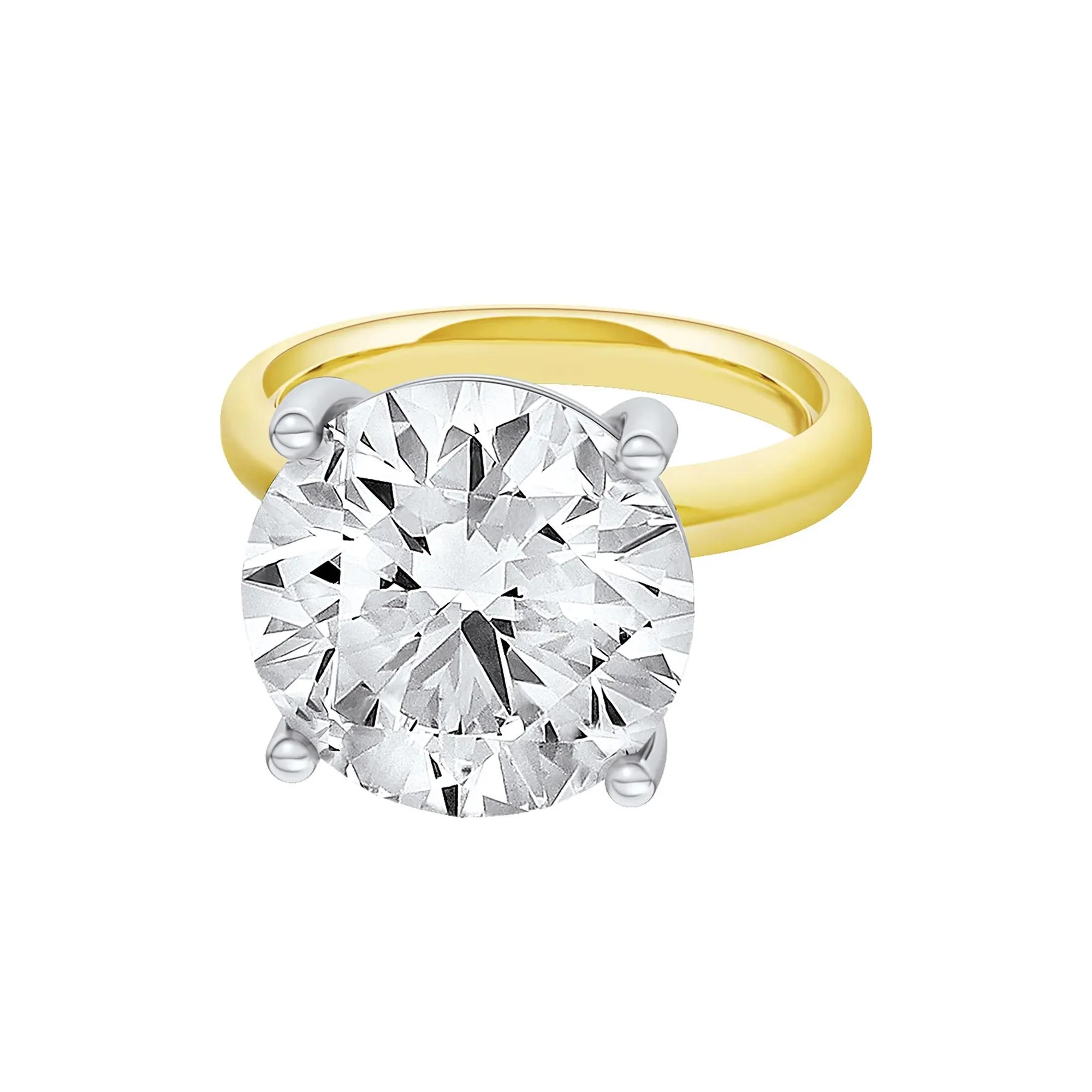 Lab Grown Diamond Round Solitaire Ring 14K Yellow & White Gold (9 CT.) Round Brilliant Cut Size 11 2mm - Image 2