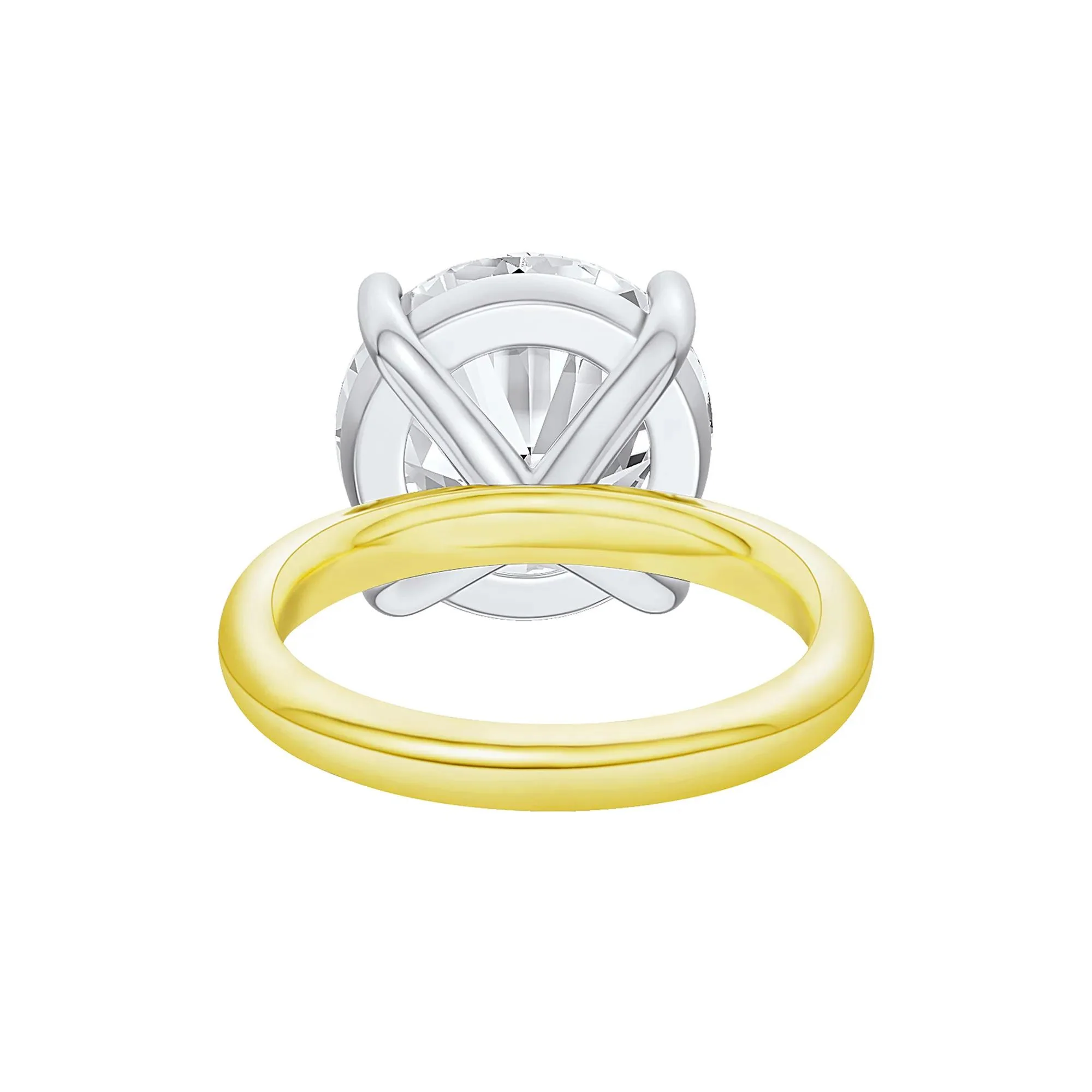 Lab Grown Diamond Round Solitaire Ring 14K Yellow & White Gold (9 CT.) Round Brilliant Cut Size 5 2mm - Image 5