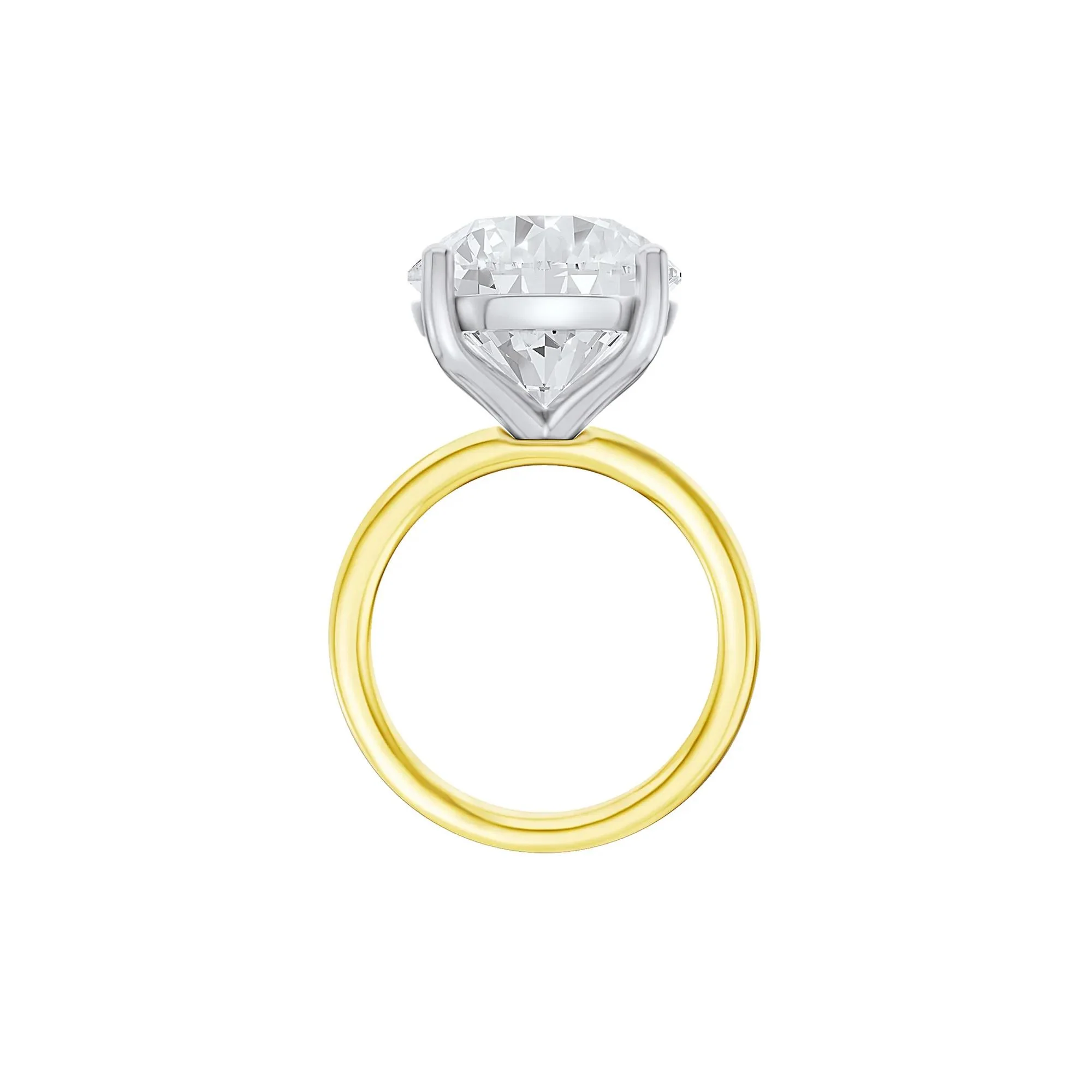 Lab Grown Diamond Round Solitaire Ring 14K Yellow & White Gold (9 CT.) Round Brilliant Cut Size 5.5 2mm - Image 3