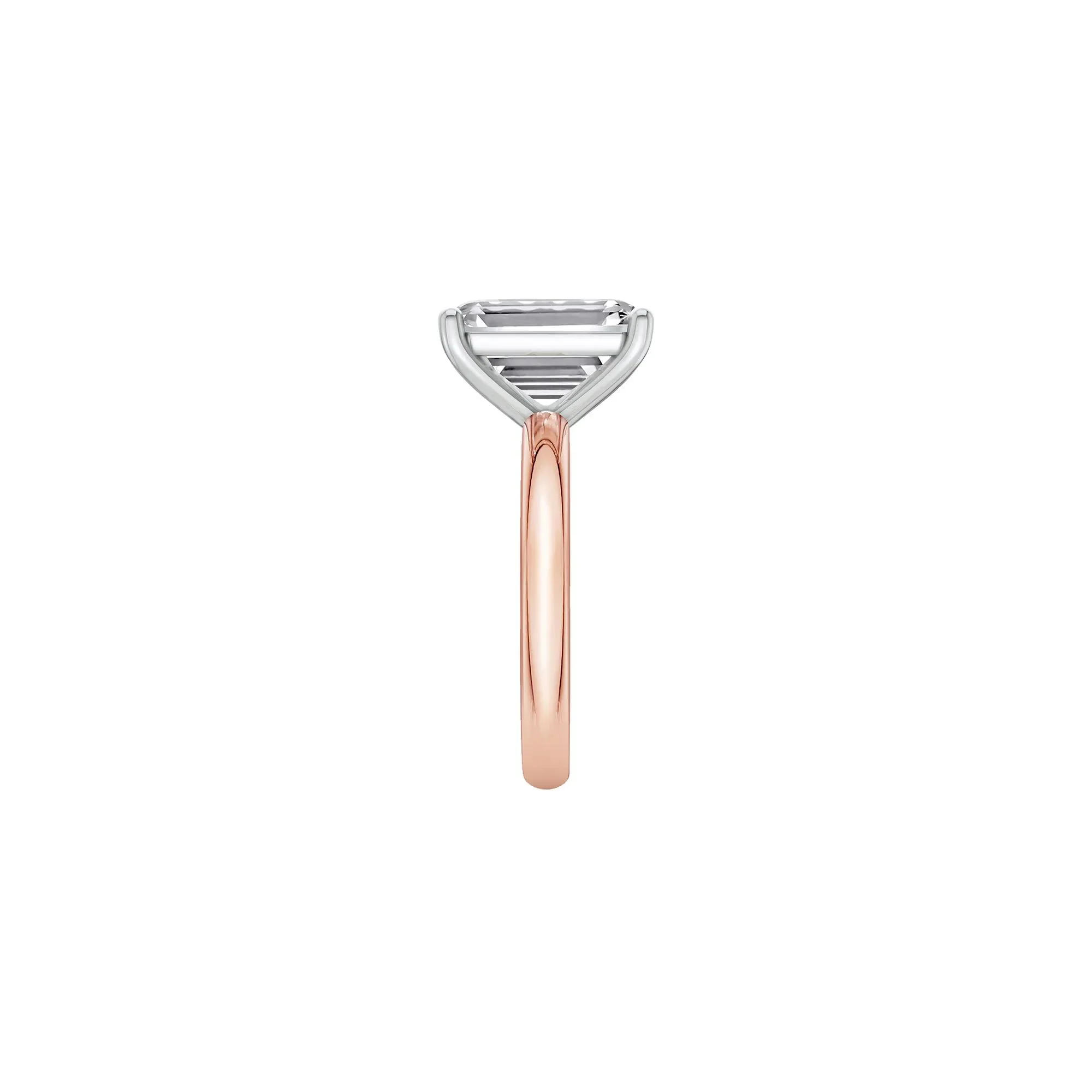 Lab Grown Diamond Emerald-Cut Solitaire Ring 14K Rose & White Gold (5 CT.) Size 6 2mm - Image 3