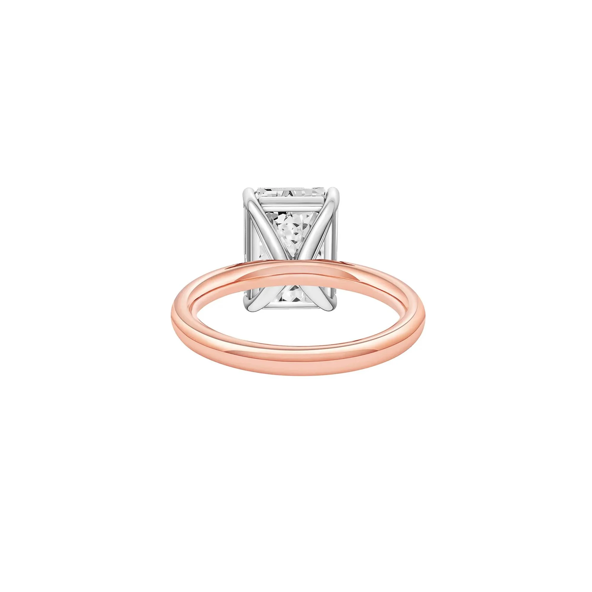 Lab Grown Diamond Emerald-Cut Solitaire Ring 14K Rose & White Gold (5 CT.) Size 8.5 2mm - Image 4