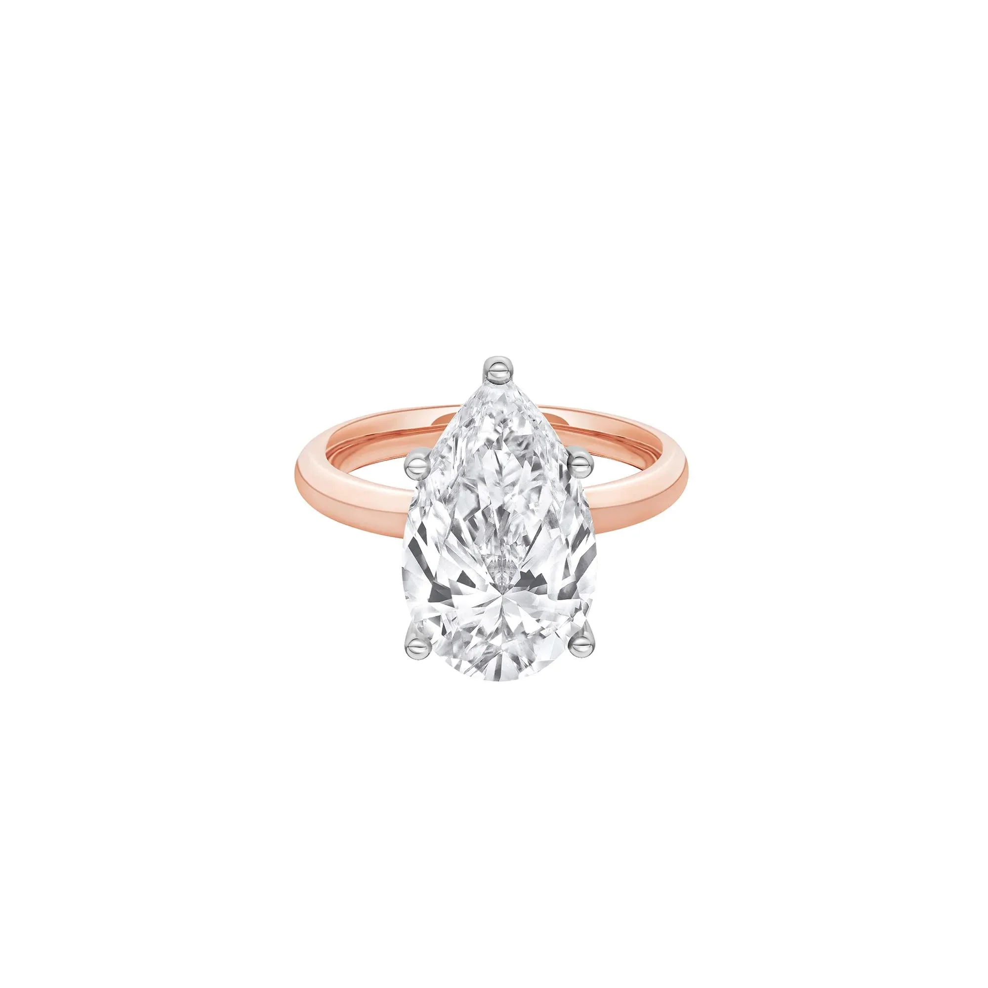 Lab Grown Diamond Pear-Shaped Solitaire Ring 14K Rose & White Gold (5 CT.) Size 11.5 2mm