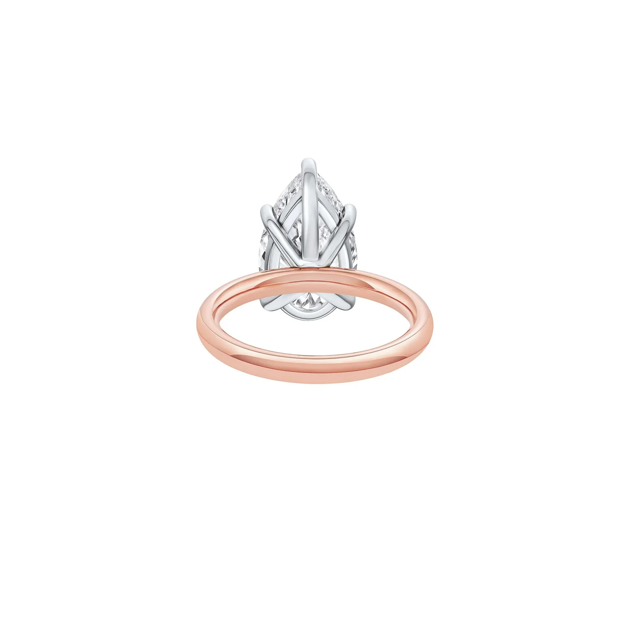 Lab Grown Diamond Pear-Shaped Solitaire Ring 14K Rose & White Gold (5 CT.) Size 7.5 2mm - Image 4