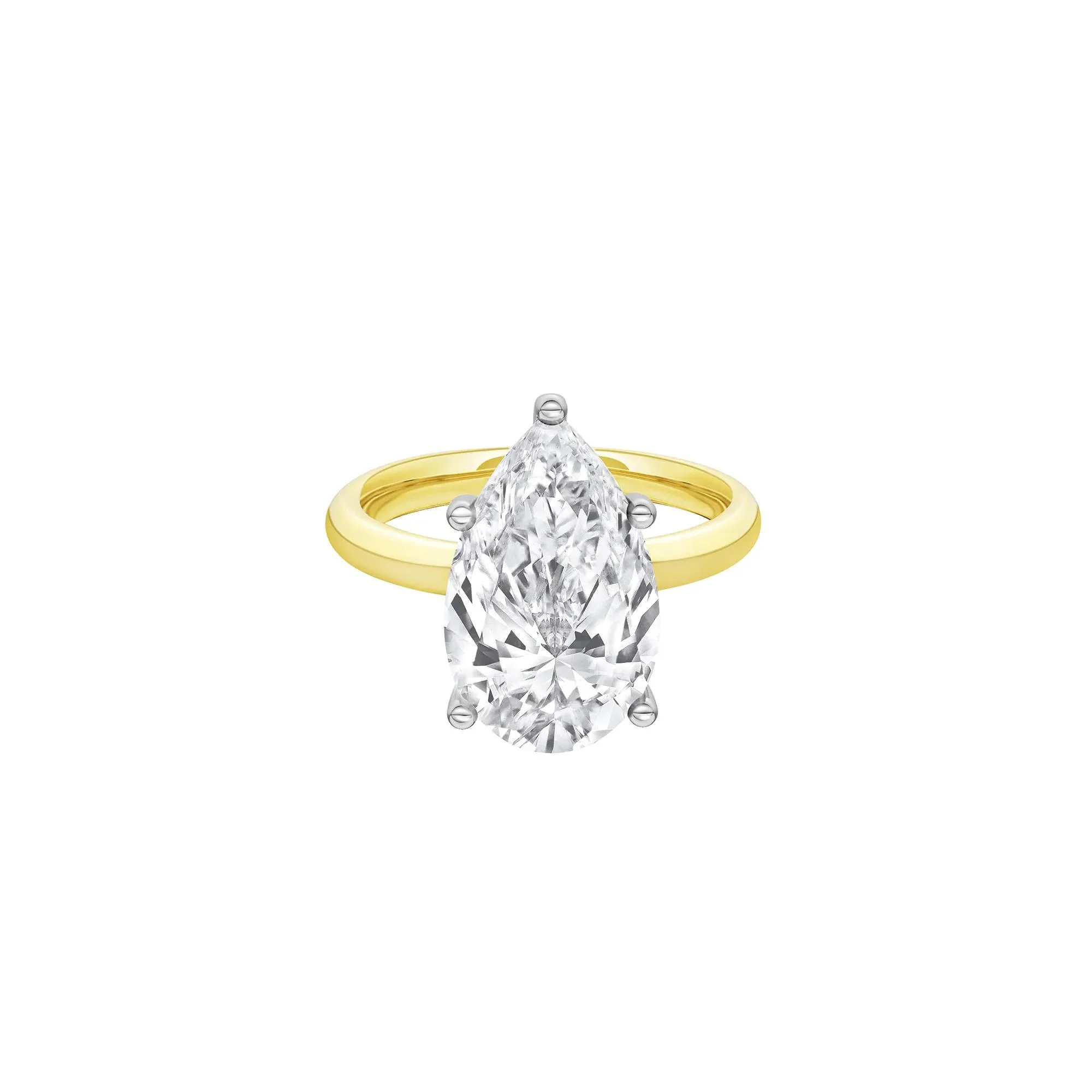 Lab Grown Diamond Pear-Shaped Solitaire Ring 14K Yellow & White Gold (5 CT.) Size 11 2mm