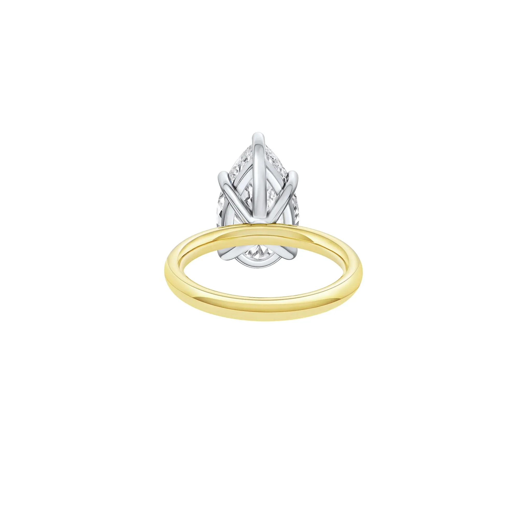 Lab Grown Diamond Pear-Shaped Solitaire Ring 14K Yellow & White Gold (5 CT.) Size 4.5 2mm - Image 4
