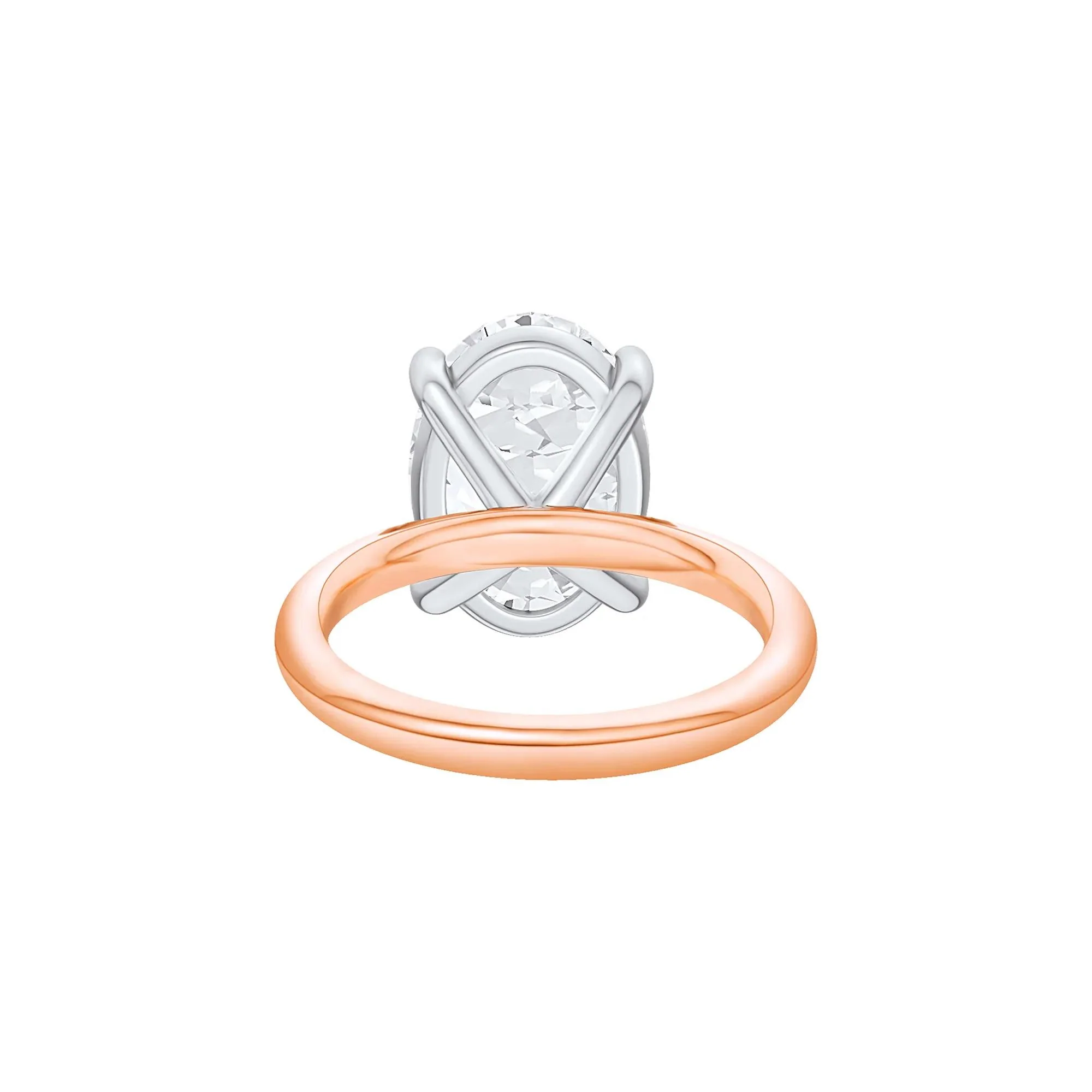 Lab Grown Diamond Oval Solitaire Ring 14K Rose & White Gold (6 CT.) Size 6 2mm - Image 4