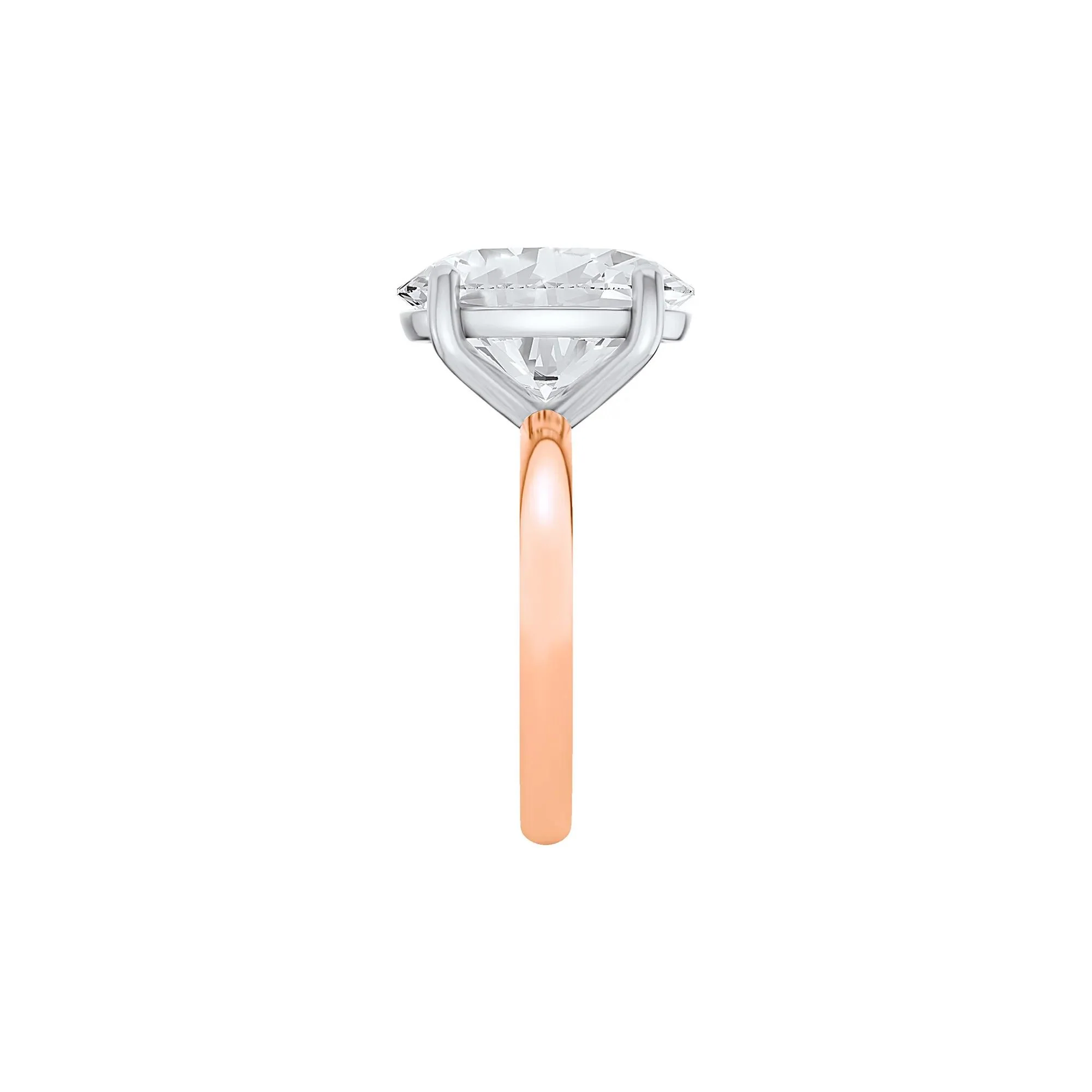 Lab Grown Diamond Oval Solitaire Ring 14K Rose & White Gold (6 CT.) Size 7 2mm - Image 3