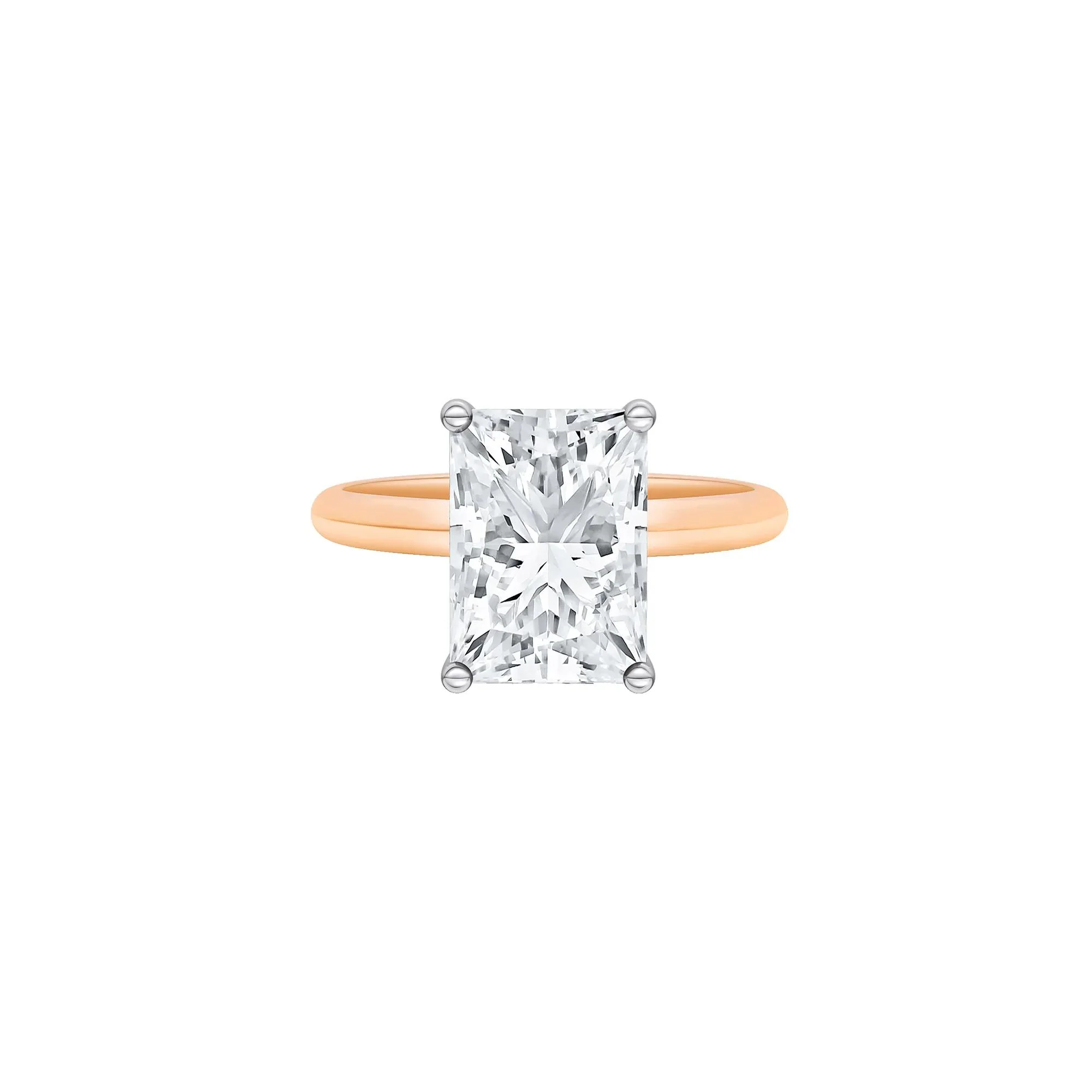 Lab Grown Diamond Radiant-Cut Solitaire Ring 14K Rose & White Gold (4 CT.) Size 11.5 2mm