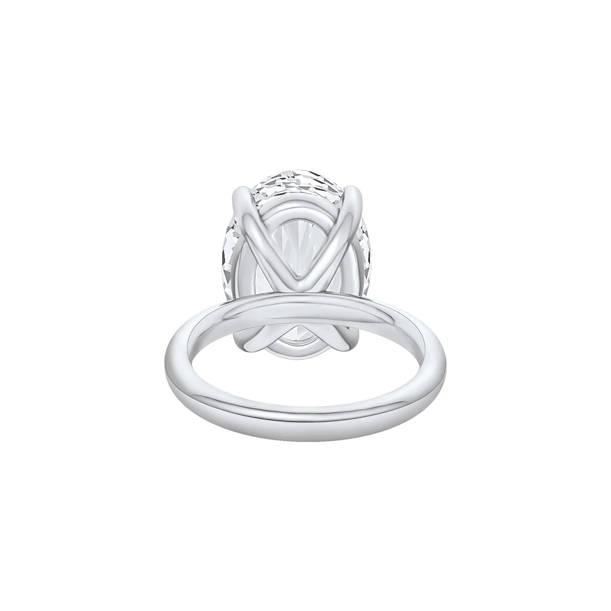 Lab Grown Diamond Oval Solitaire Ring 14K White Gold (10 CT.) Size 9 2mm - Image 4