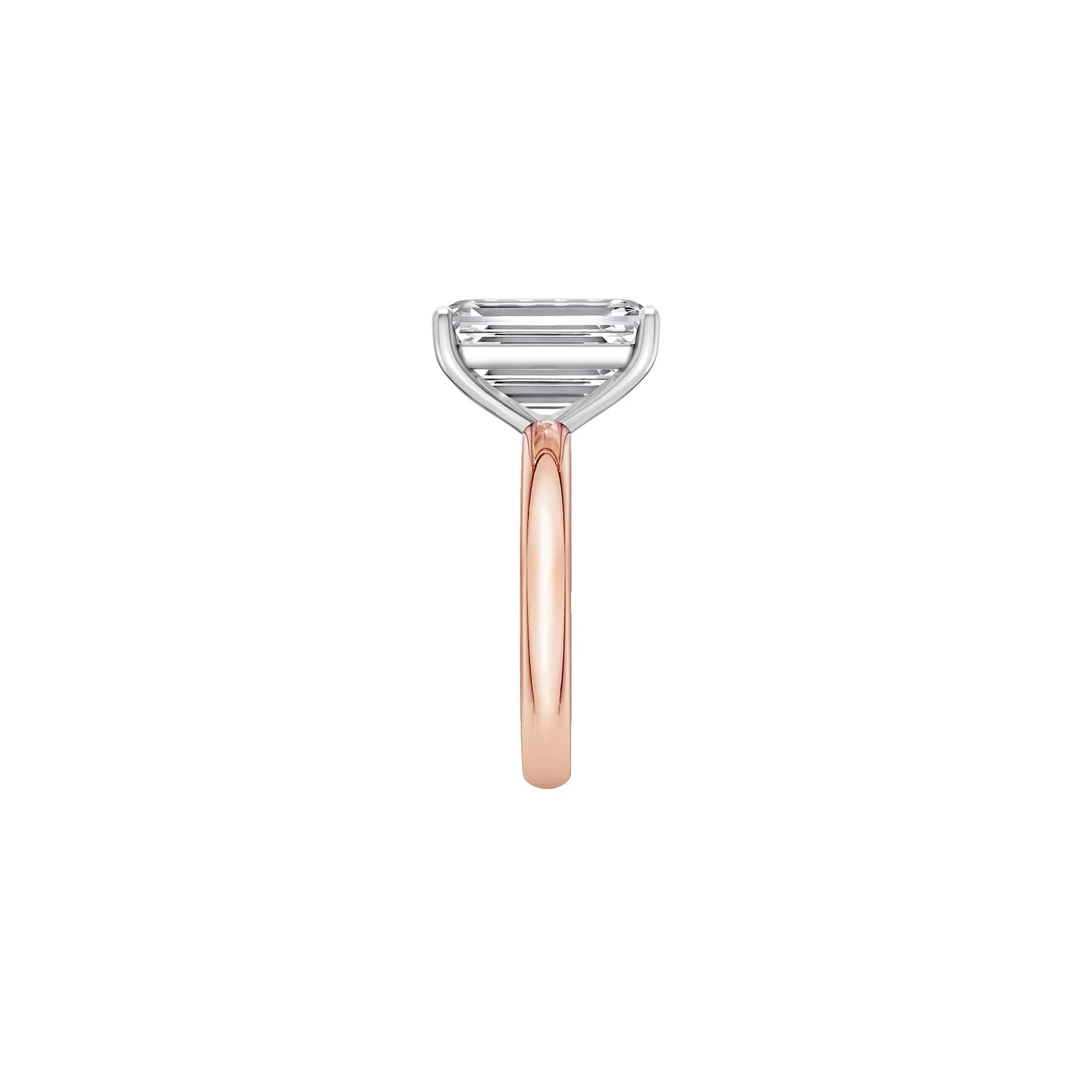 Lab Grown Diamond Emerald-Cut Solitaire Ring 14K Rose & White Gold (6 CT.) Size 10 2mm - Image 3