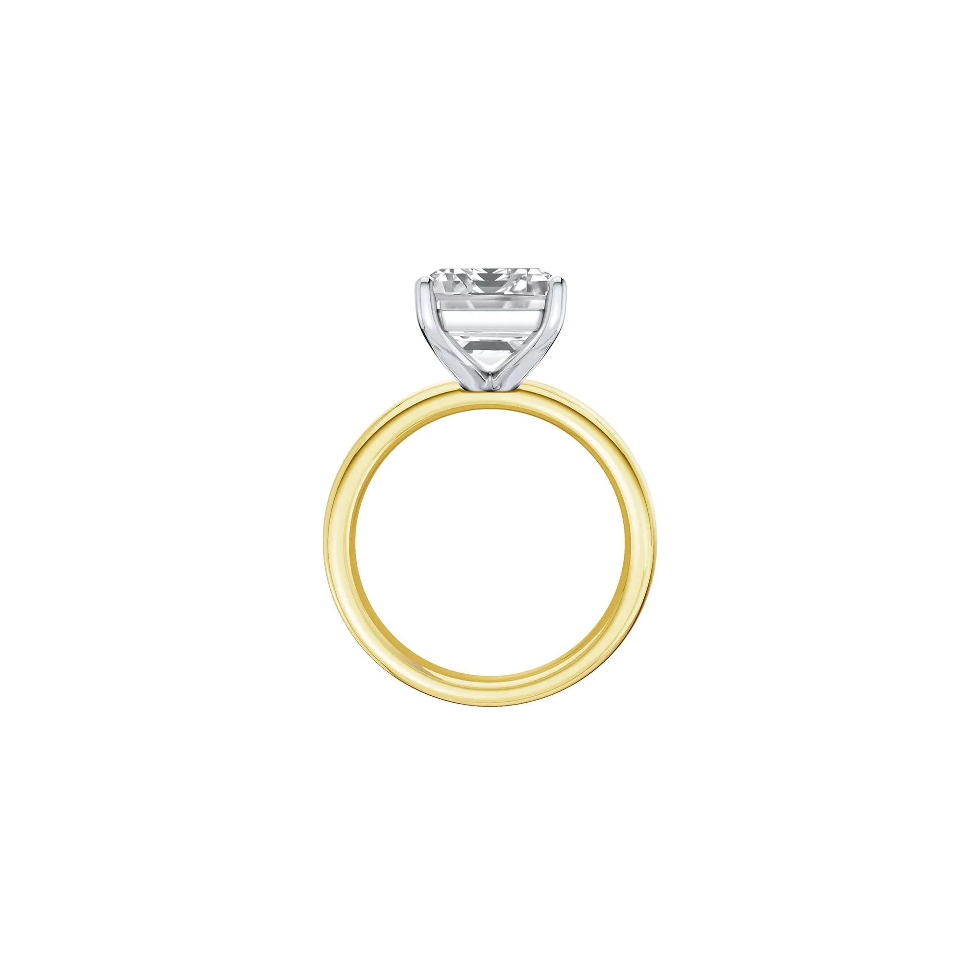 Lab Grown Diamond Emerald-Cut Solitaire Ring 14K Yellow & White Gold (6 CT.) Size 4 2mm - Image 2