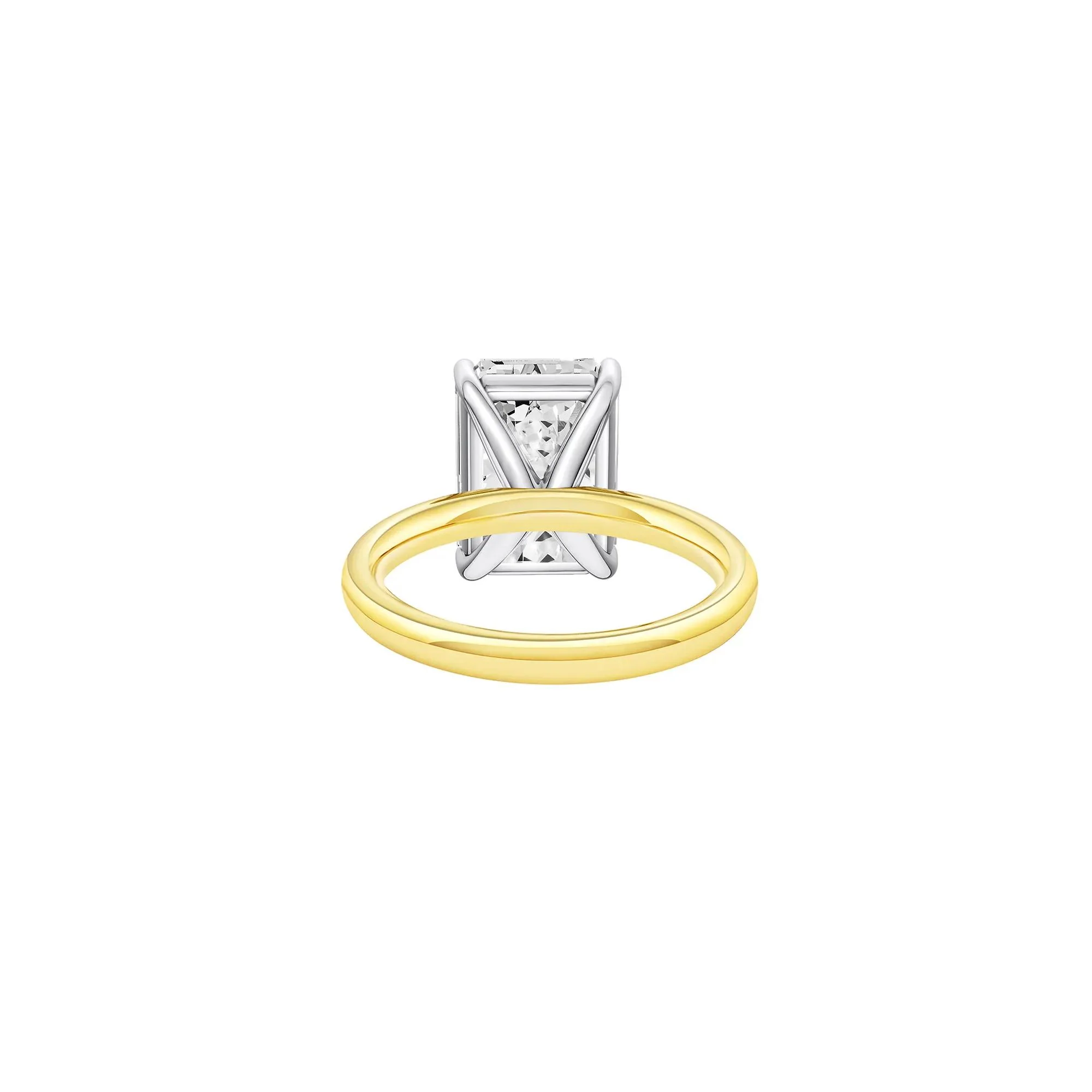 Lab Grown Diamond Emerald-Cut Solitaire Ring 14K Yellow & White Gold (6 CT.) Size 5.5 2mm - Image 4