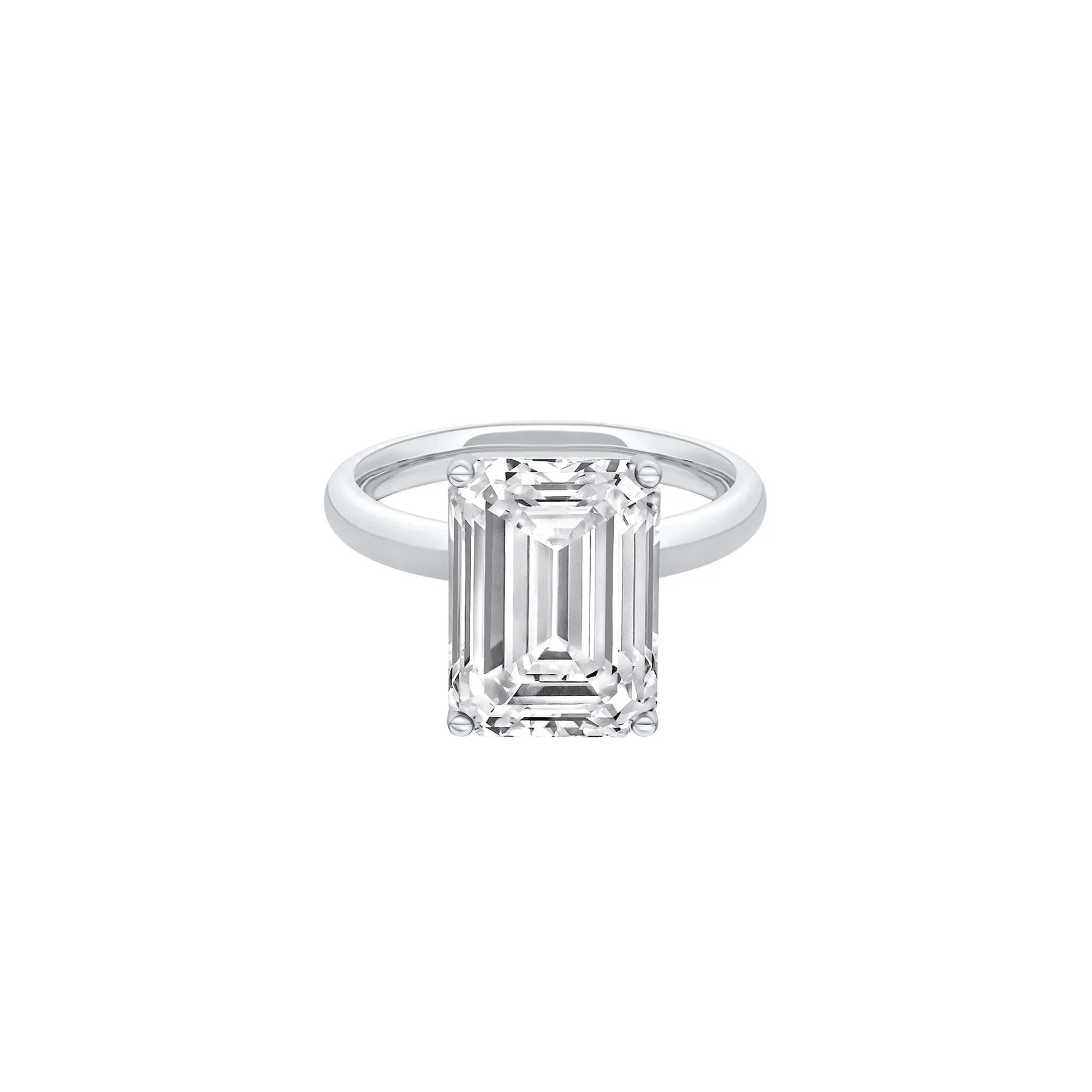 Lab Grown Diamond Emerald-Cut Solitaire Ring Platinum (6 CT.) White Size 12 2mm
