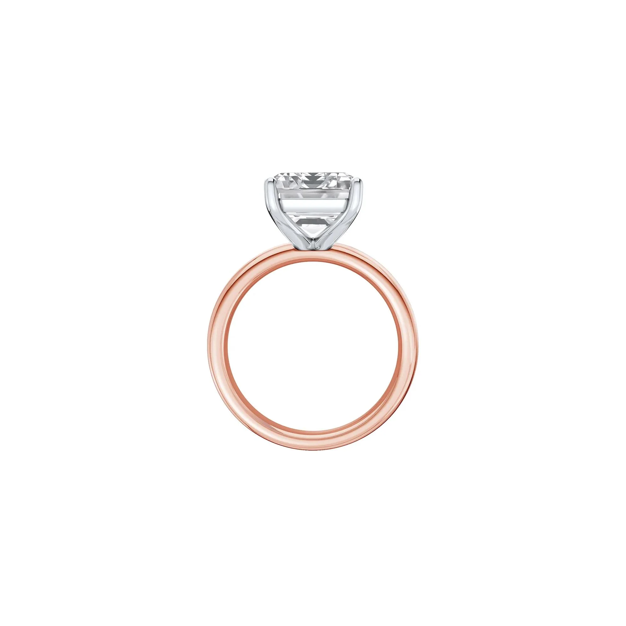 Lab Grown Diamond Emerald-Cut Solitaire Ring 14K Rose & White Gold (7 CT.) Size 4 2mm - Image 2