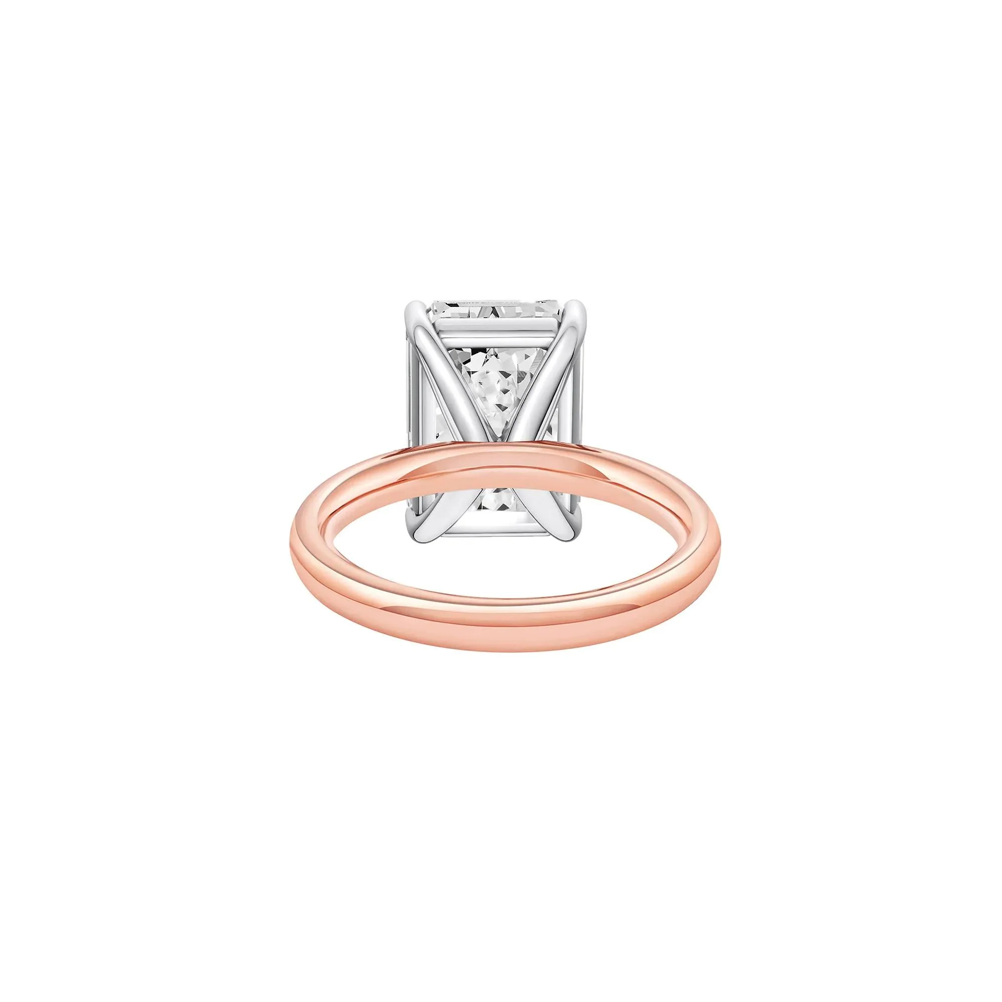 Lab Grown Diamond Emerald-Cut Solitaire Ring 14K Rose & White Gold (7 CT.) Size 6.5 2mm - Image 4