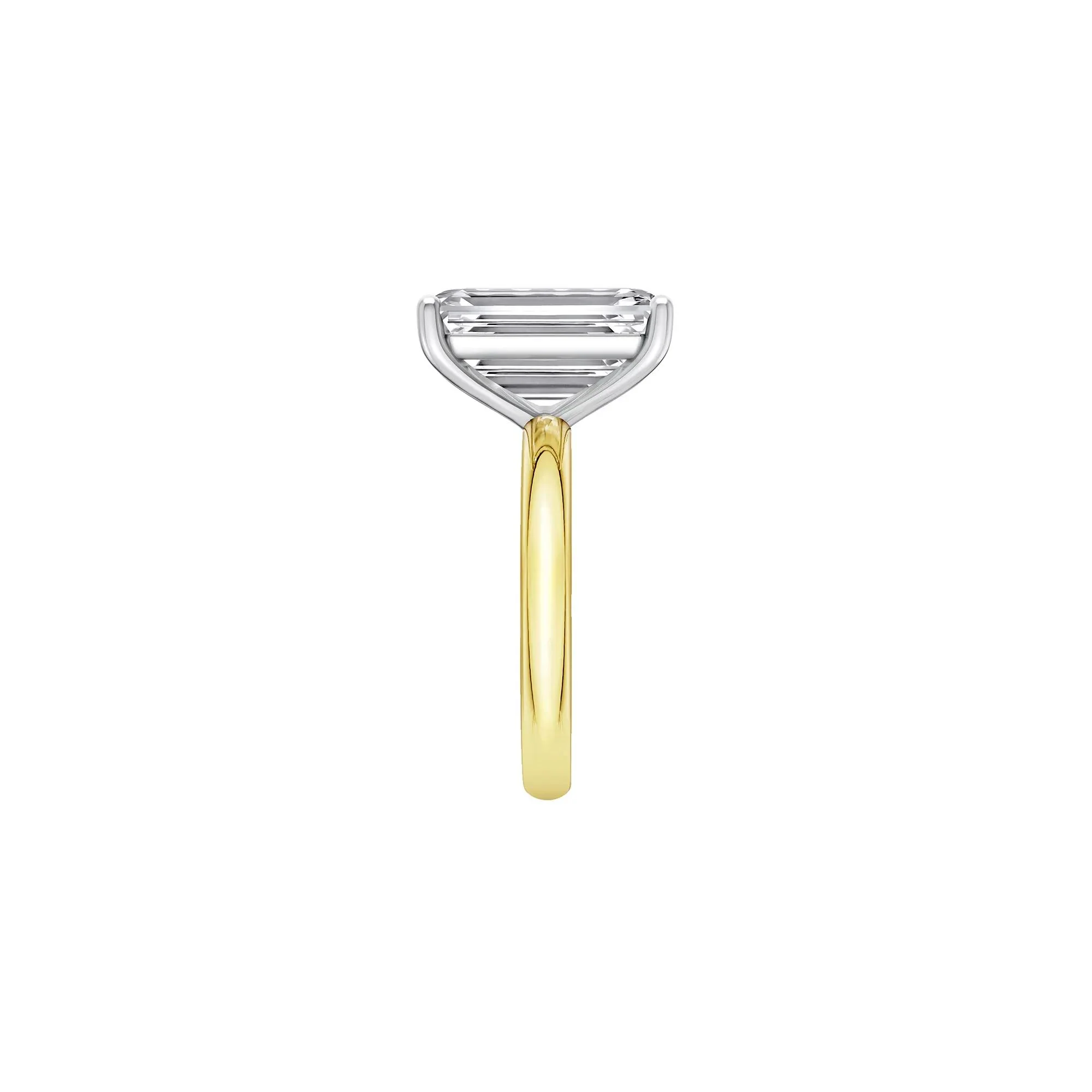 Lab Grown Diamond Emerald-Cut Solitaire Ring 14K Yellow & White Gold (7 CT.) Size 10 2mm - Image 3