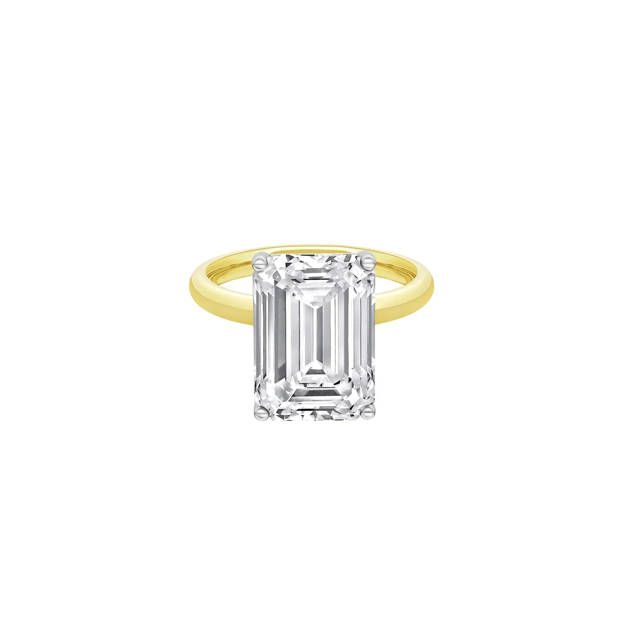 Lab Grown Diamond Emerald-Cut Solitaire Ring 14K Yellow & White Gold (7 CT.) Size 11 2mm