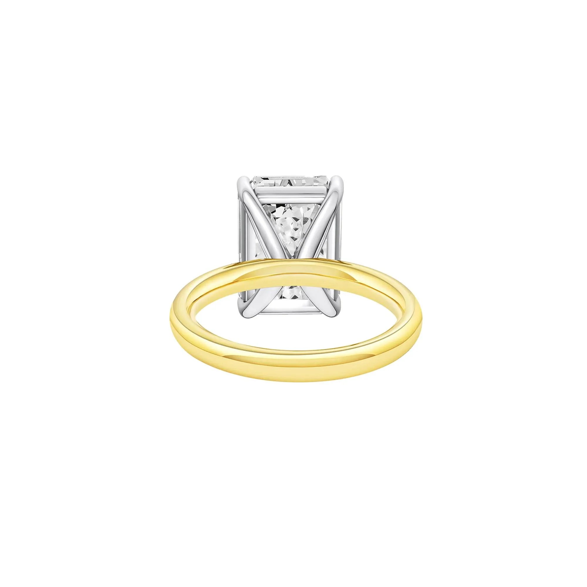 Lab Grown Diamond Emerald-Cut Solitaire Ring 14K Yellow & White Gold (7 CT.) Size 9.5 2mm - Image 4