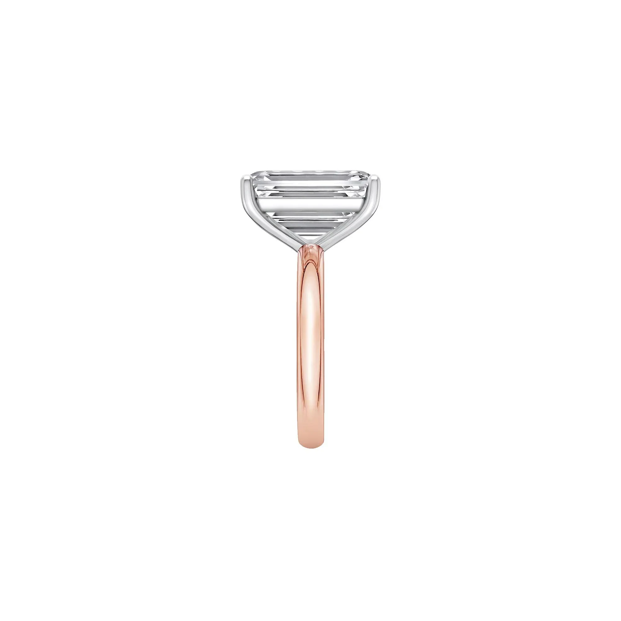 Lab Grown Diamond Emerald-Cut Solitaire Ring 14K Rose & White Gold (8 CT.) Size 10.5 2mm - Image 3