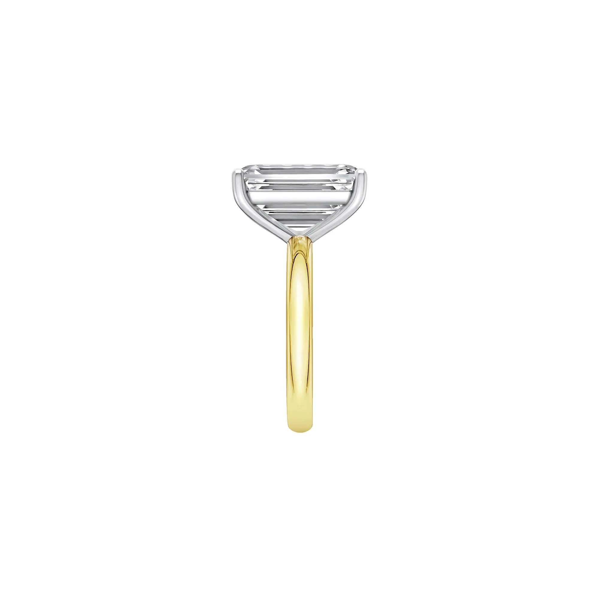 Lab Grown Diamond Emerald-Cut Solitaire Ring 14K Yellow & White Gold (8 CT.) Size 5 2mm - Image 3