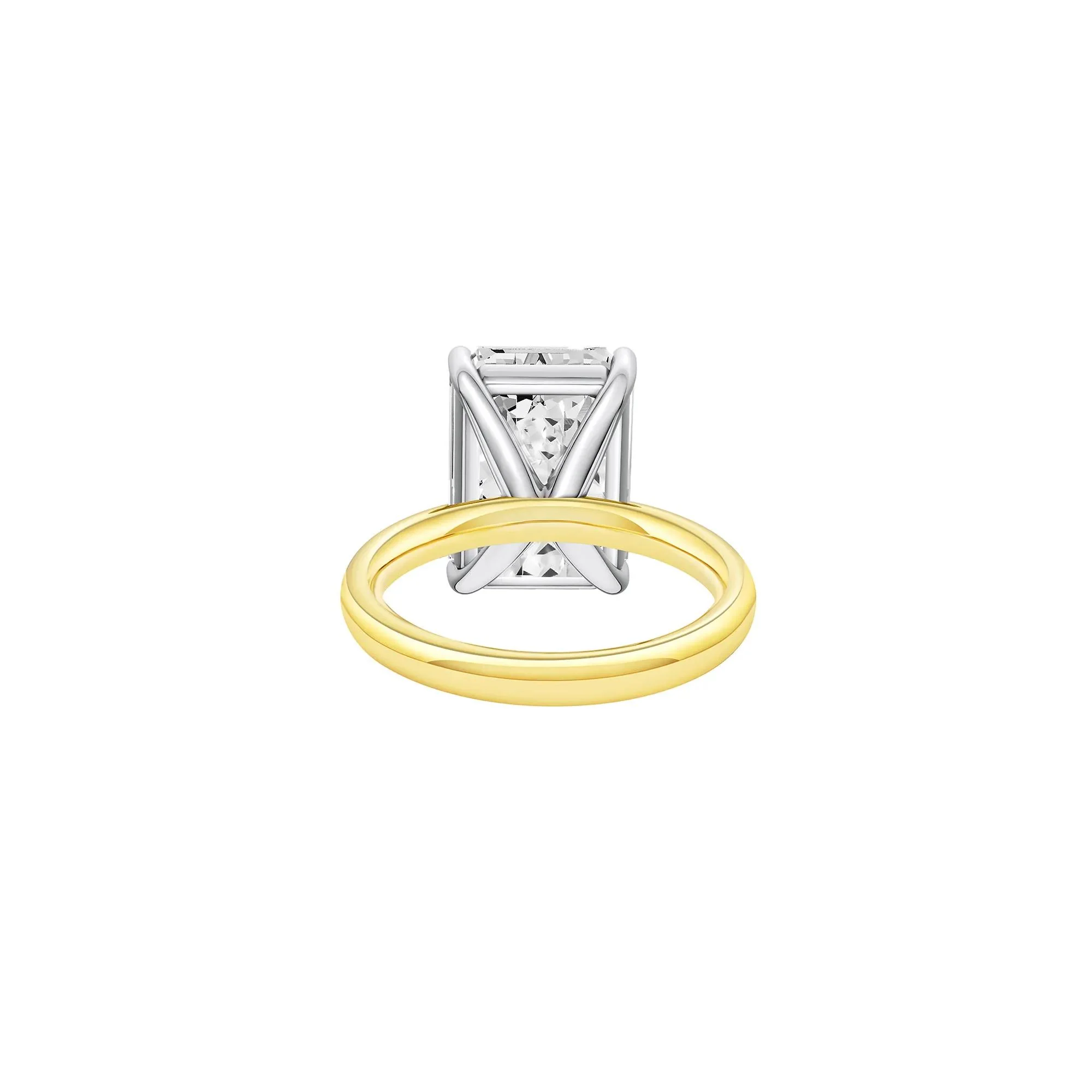 Lab Grown Diamond Emerald-Cut Solitaire Ring 14K Yellow & White Gold (8 CT.) Size 6 2mm - Image 4