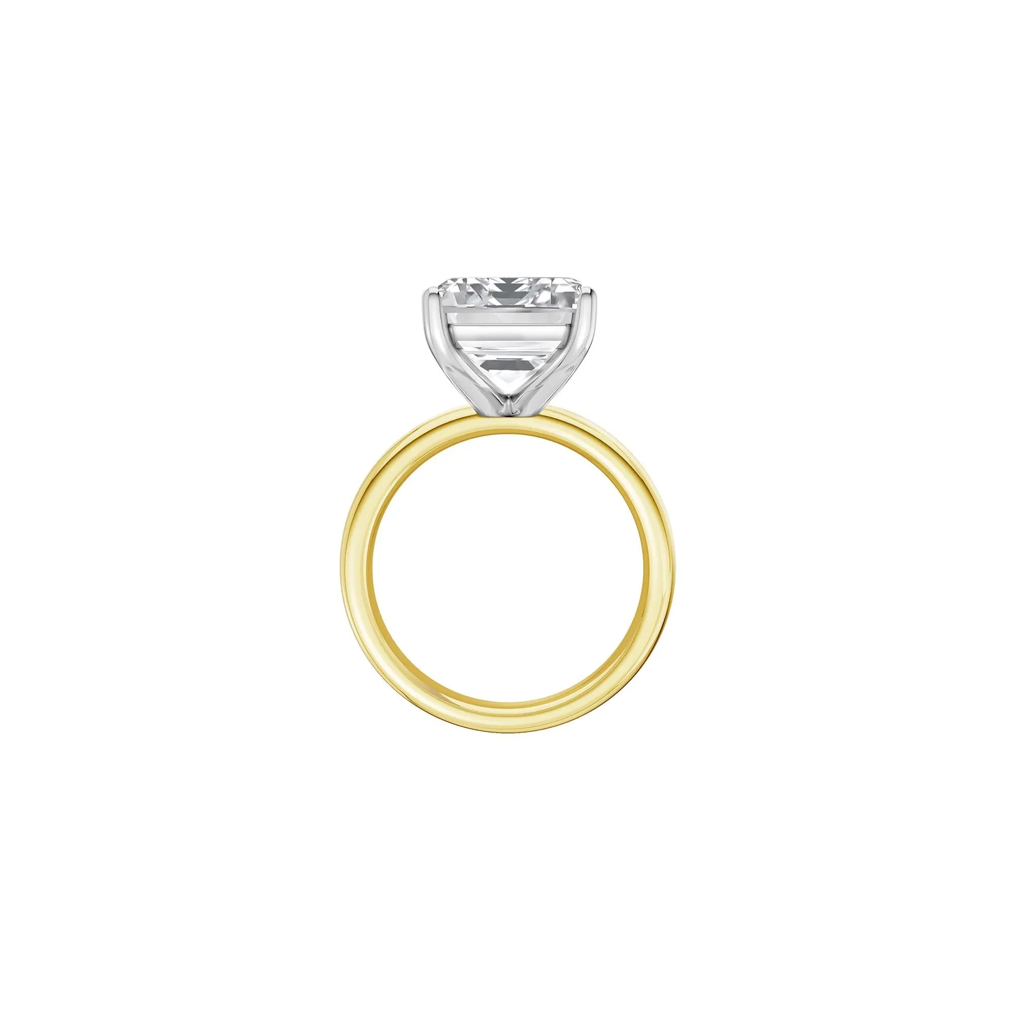 Lab Grown Diamond Emerald-Cut Solitaire Ring 14K Yellow & White Gold (9 CT.) Size 11 2mm - Image 2