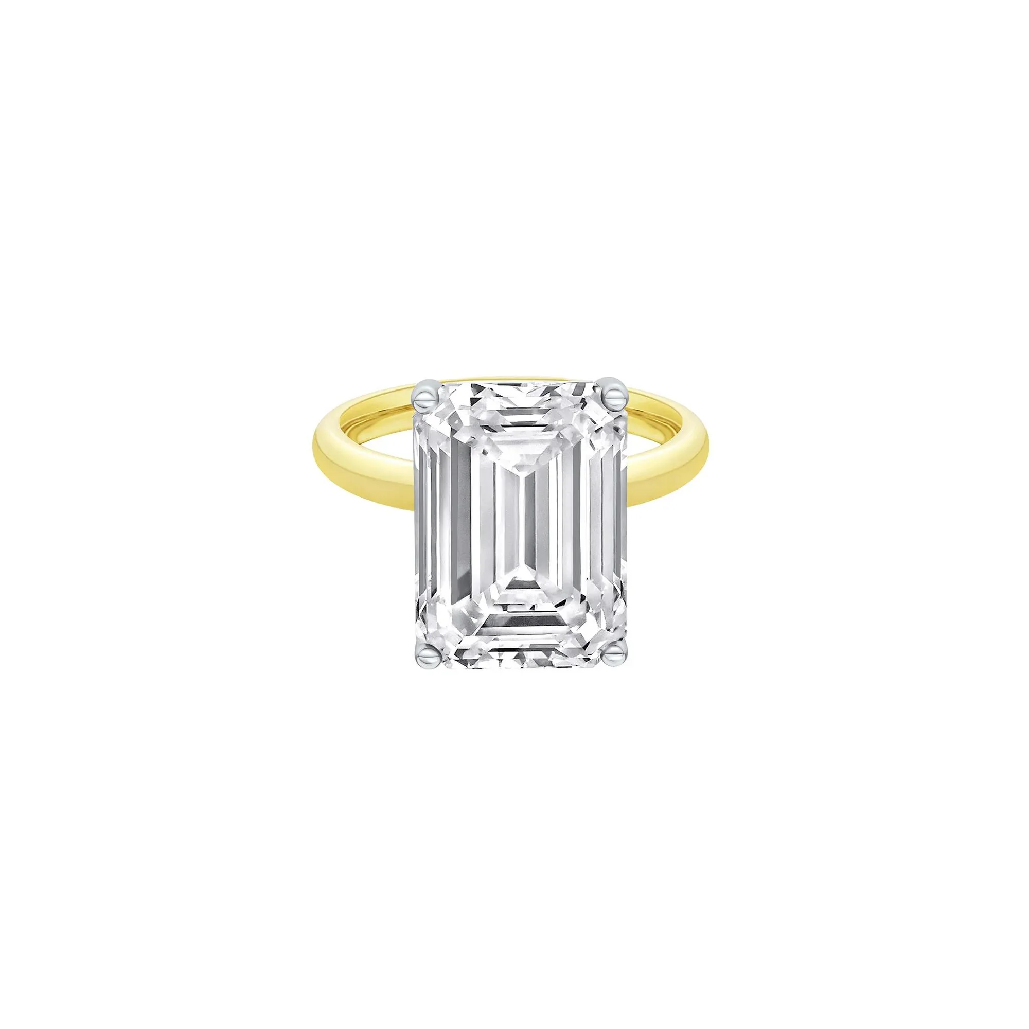 Lab Grown Diamond Emerald-Cut Solitaire Ring 14K Yellow & White Gold (9 CT.) Size 12 2mm