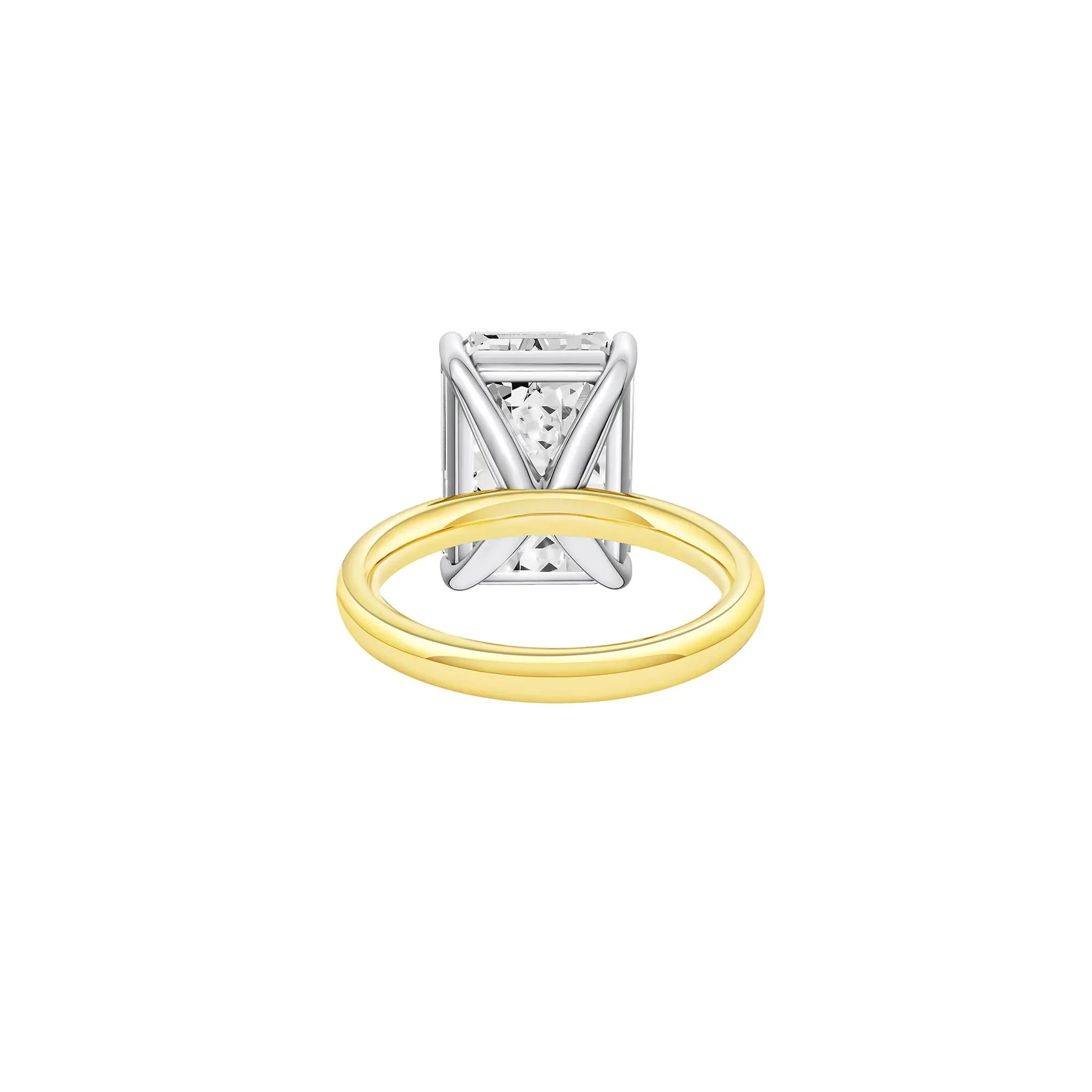 Lab Grown Diamond Emerald-Cut Solitaire Ring 14K Yellow & White Gold (9 CT.) Size 7.5 2mm - Image 4
